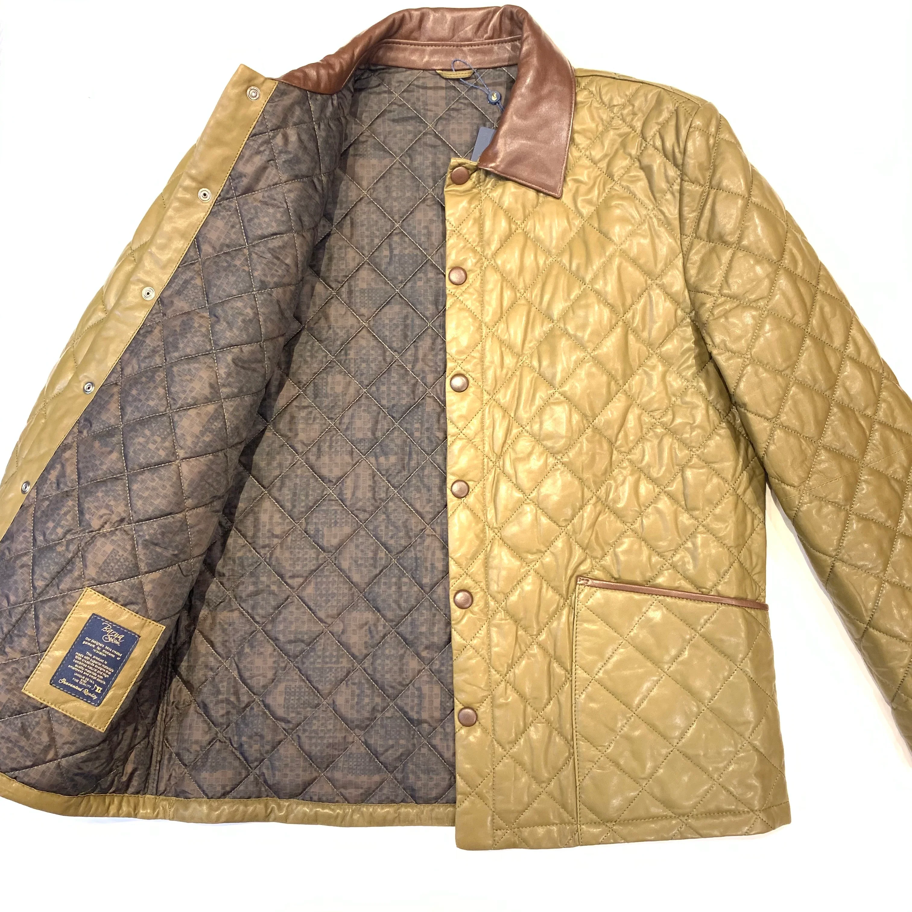 Barya NewYork British Quilted Olive Brown Lambskin Jacket - Image 4
