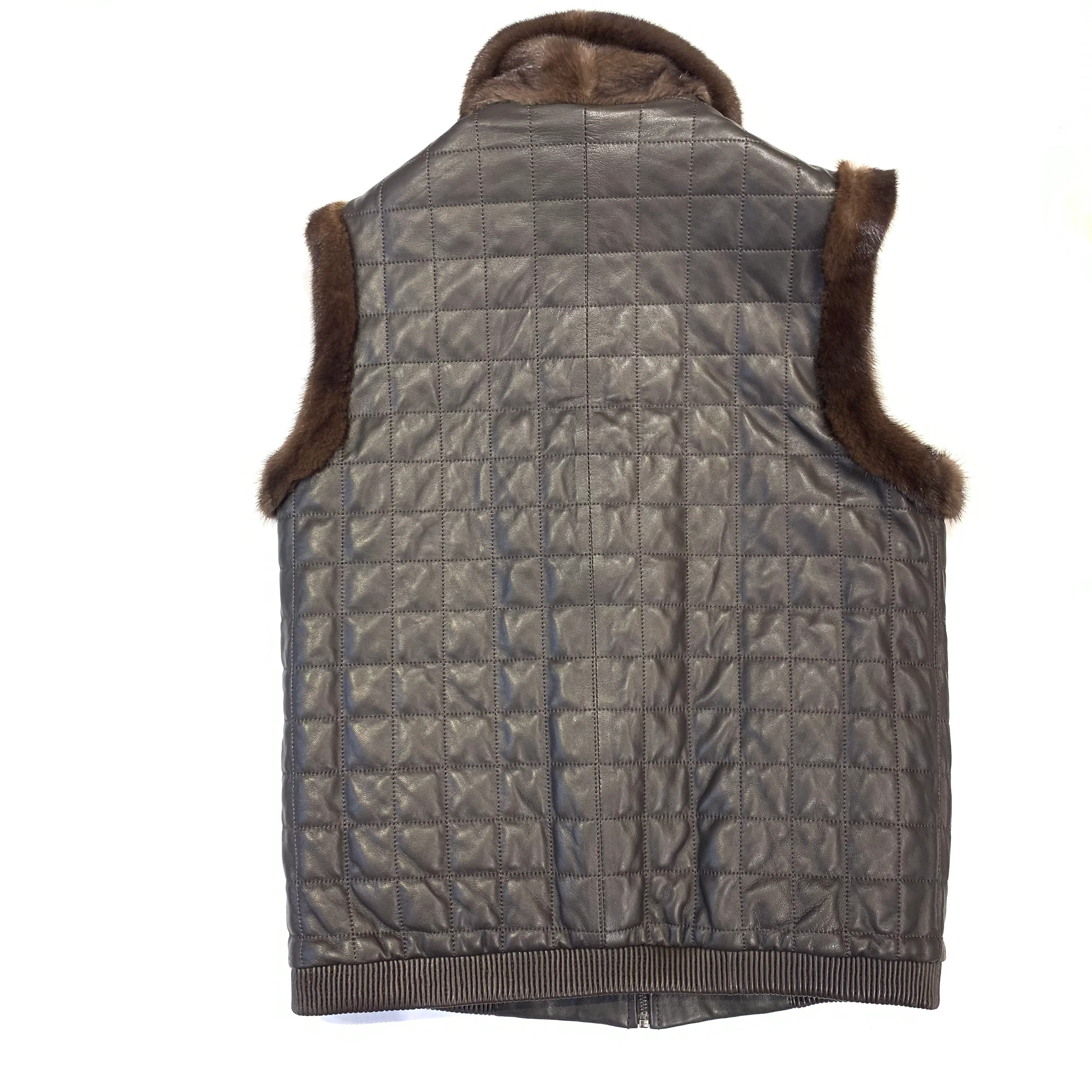 Barya NewYork Brown Mink/ Quilted Lambskin Vest - Image 3