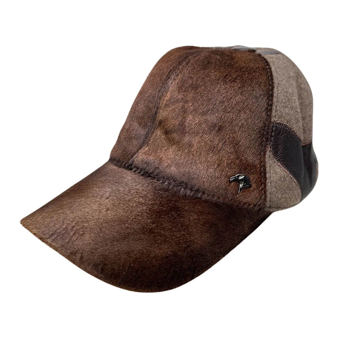 Kashani Brown Pony Hair / Yak Wool Base Ball Hat