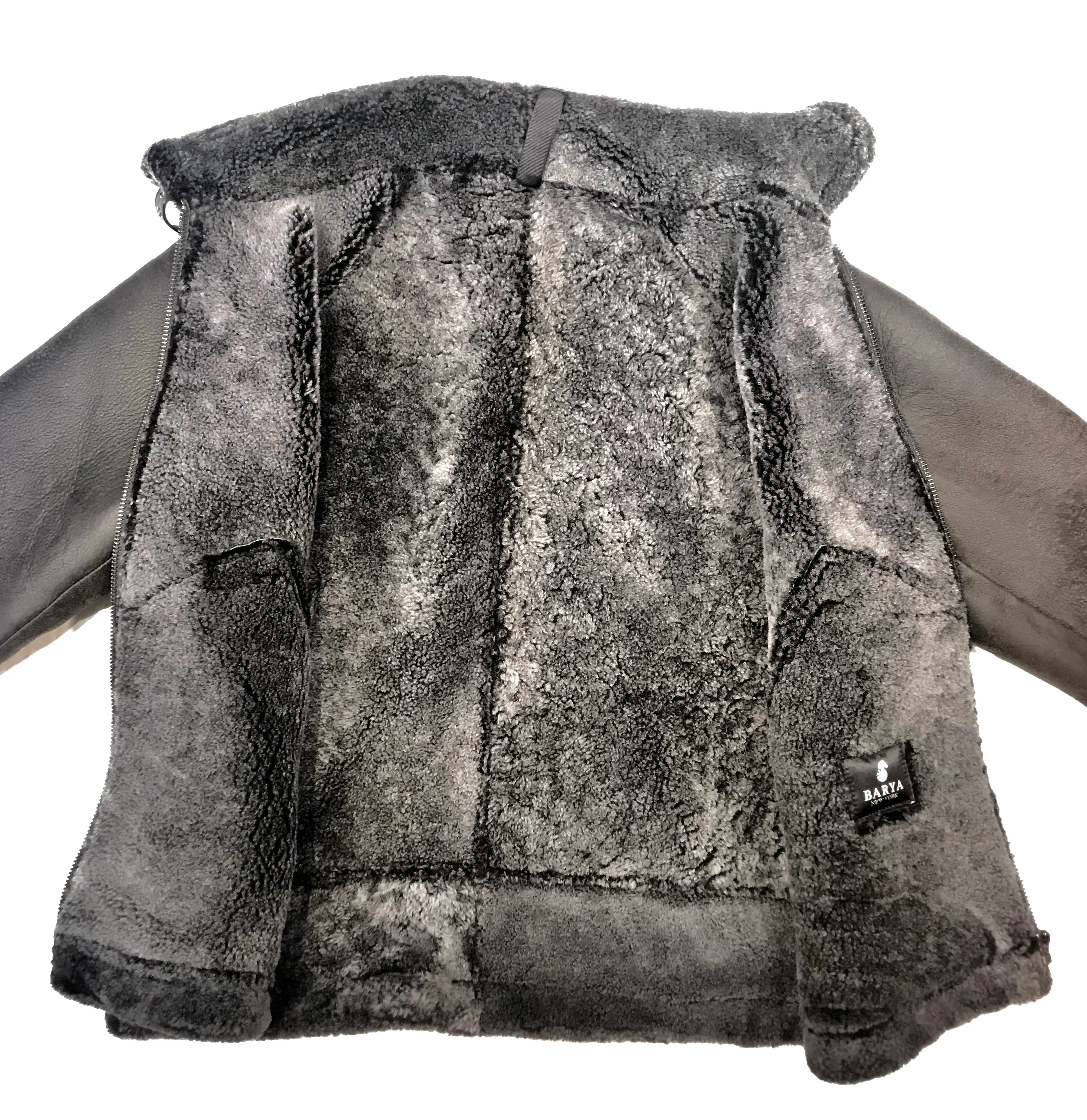 Barya NewYork Charcoal Washed Shearling Coat - Image 4