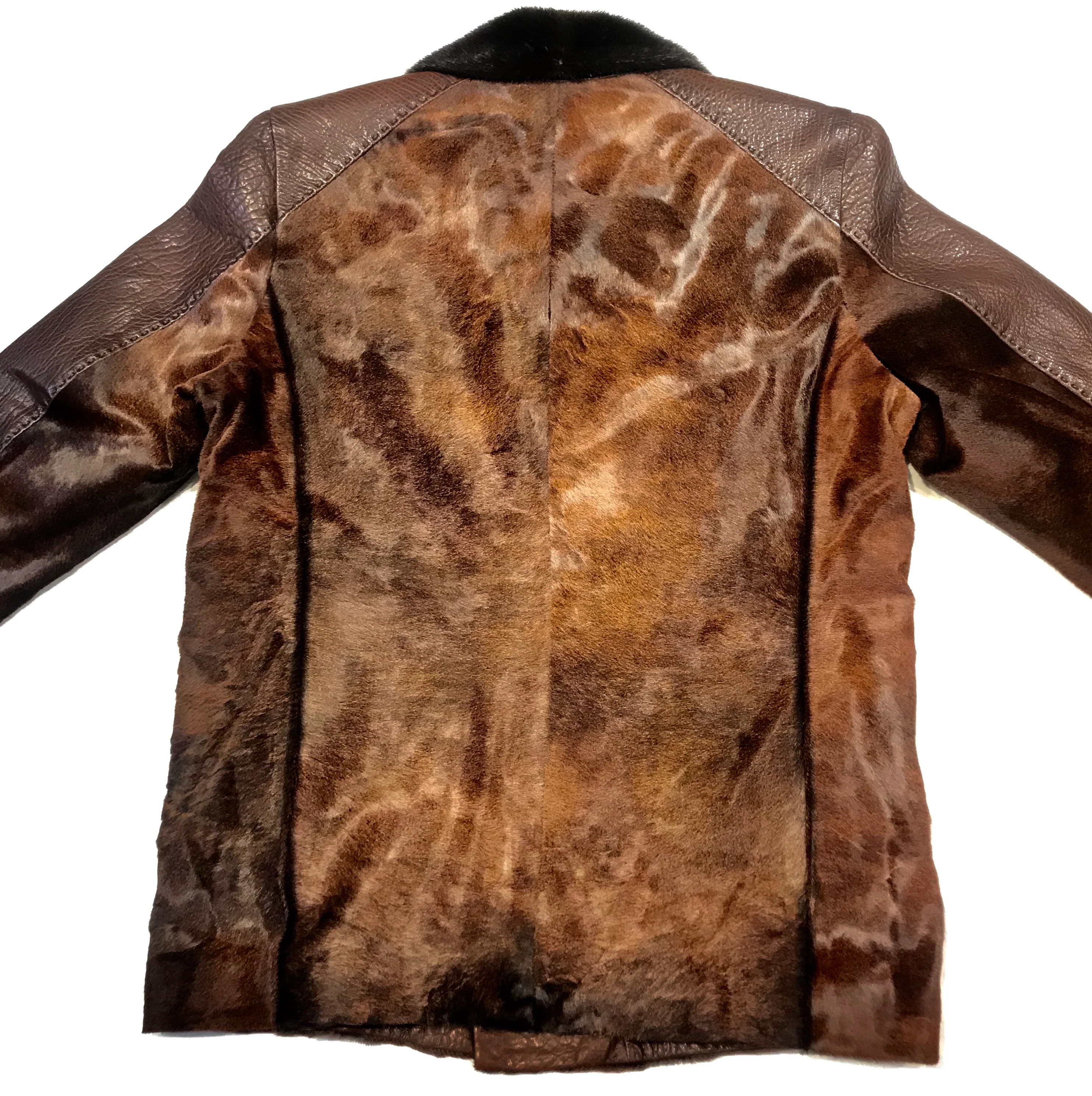 Barya NewYork Chocolate Pony Hair Mink Collar Peacoat - Image 8