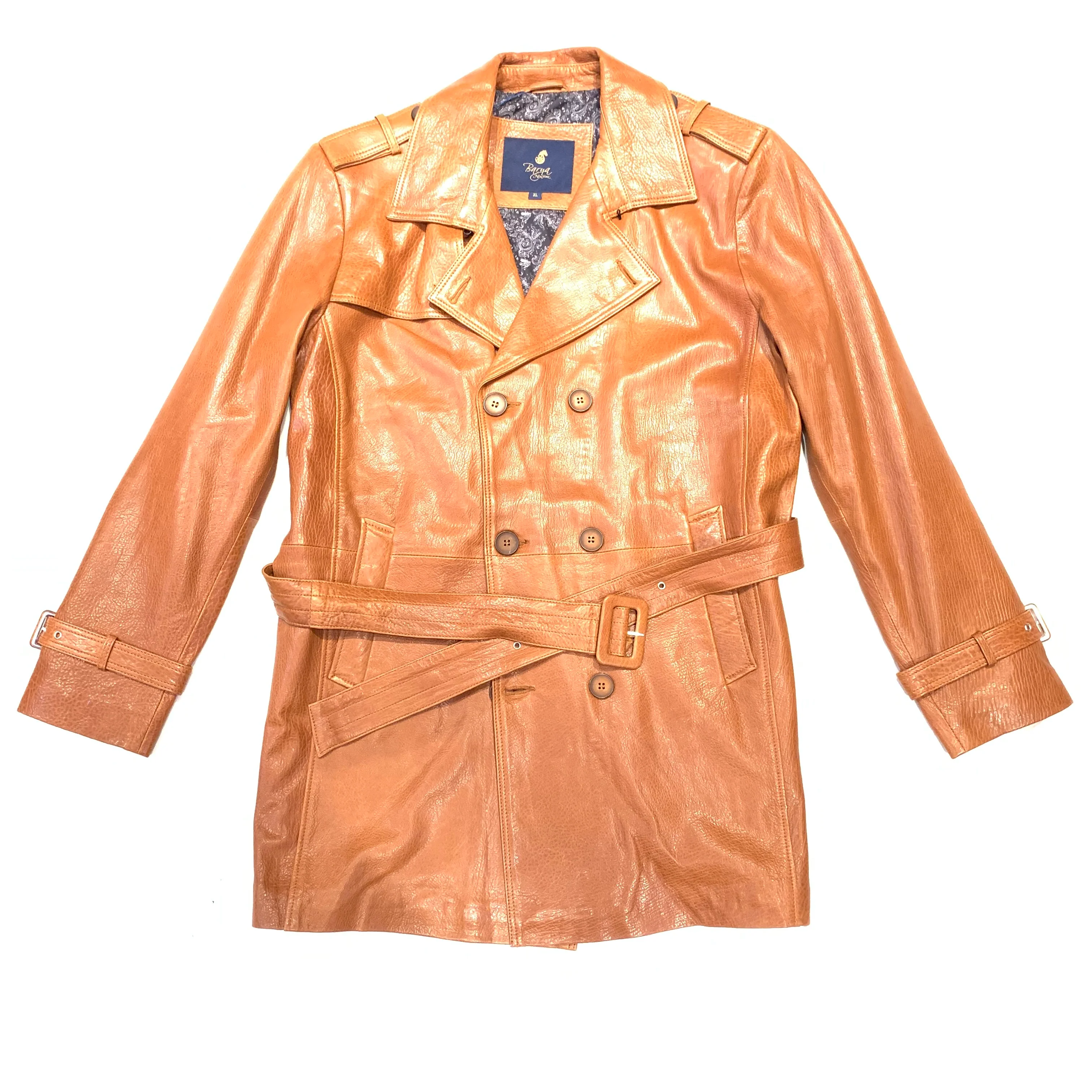 Barya NewYork Cognac Lambskin Trench Jacket - Image 4