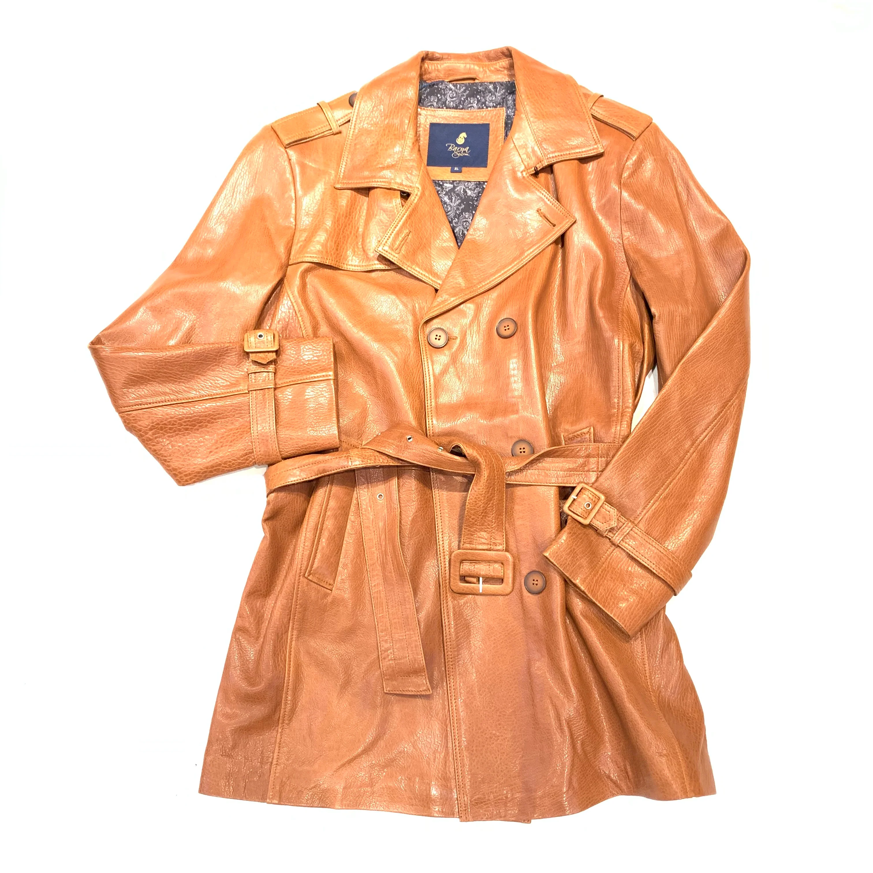 Barya NewYork Cognac Lambskin Trench Jacket - Image 5