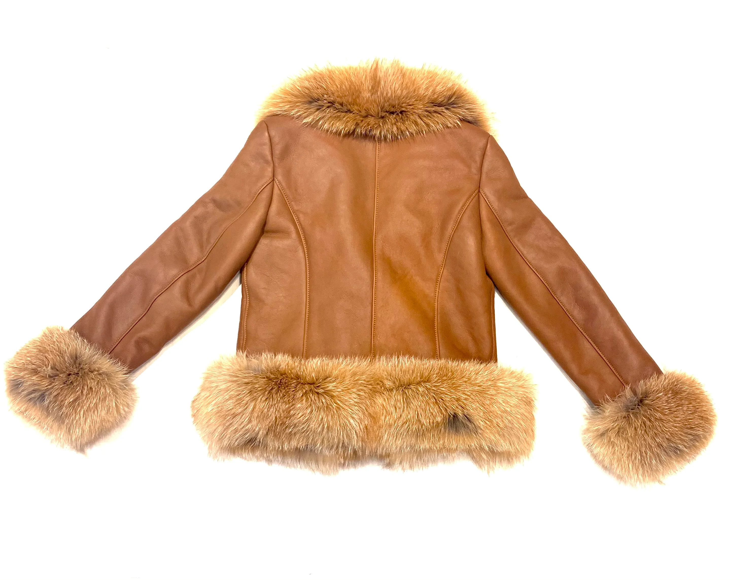 Barya NewYork Ladies Whiskey Oversize Fox Collar Shearling - Image 9