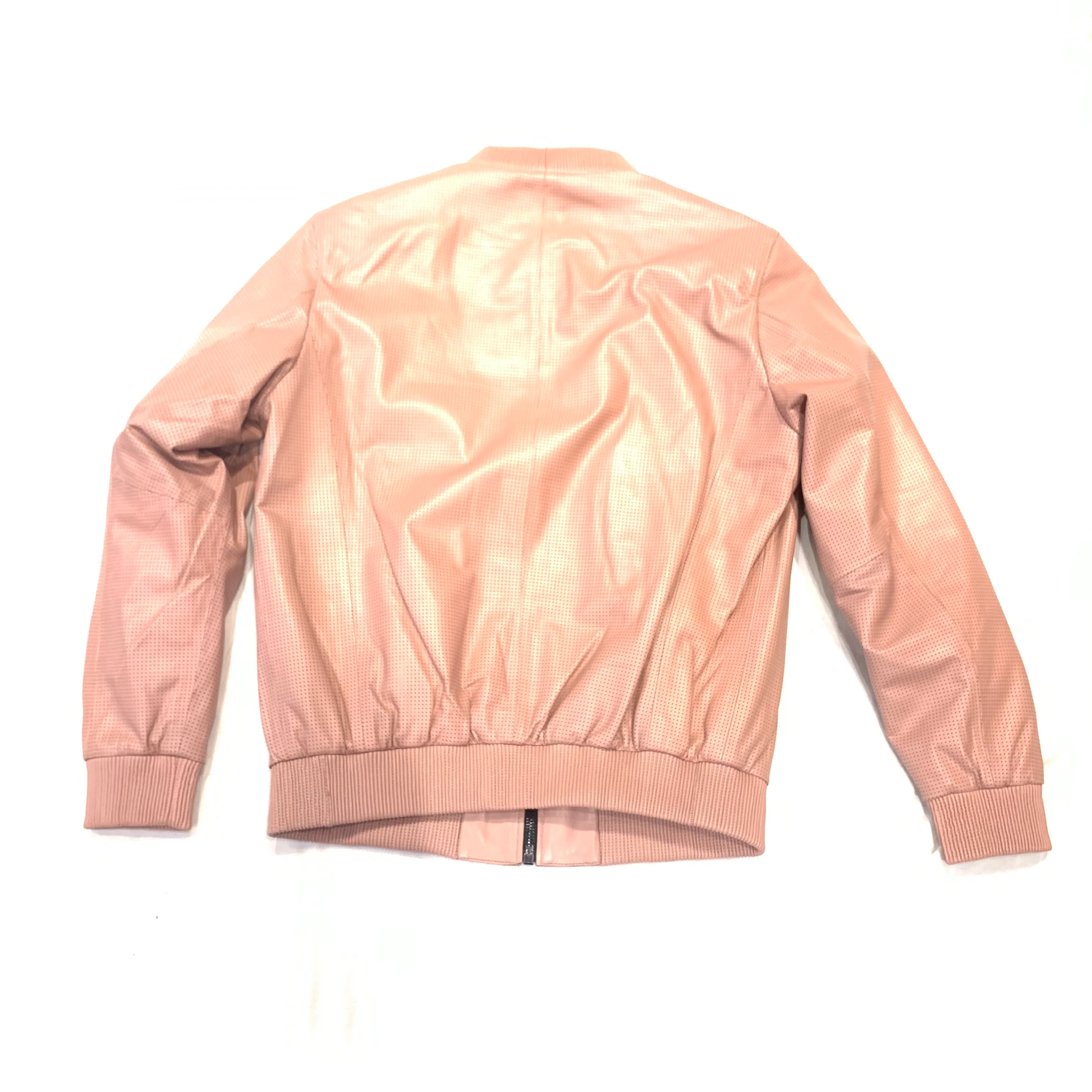 Kashani Salmon Perforated Lambskin Bomber Jacket - Image 3