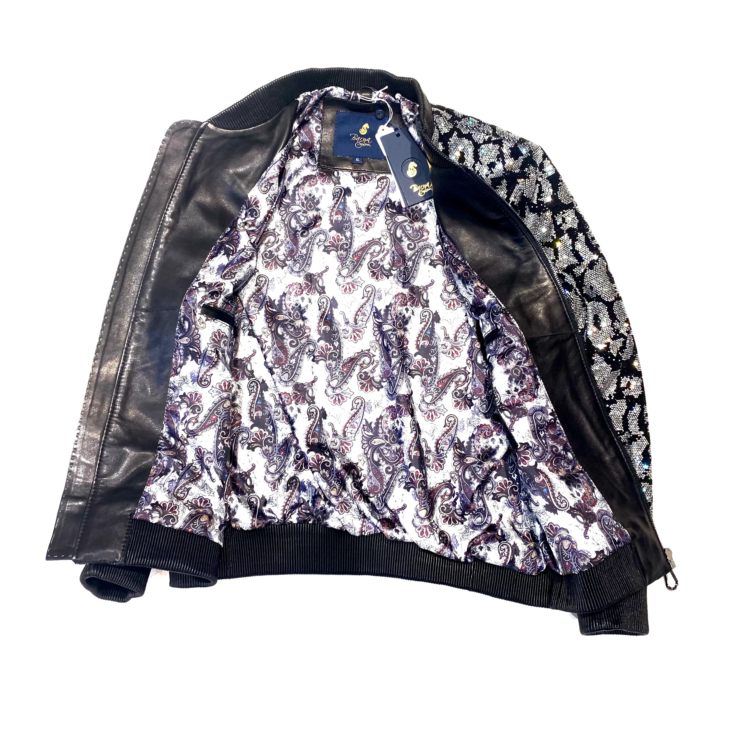 Barya NewYork Silver Black Crystal Bomber Jacket - Image 4