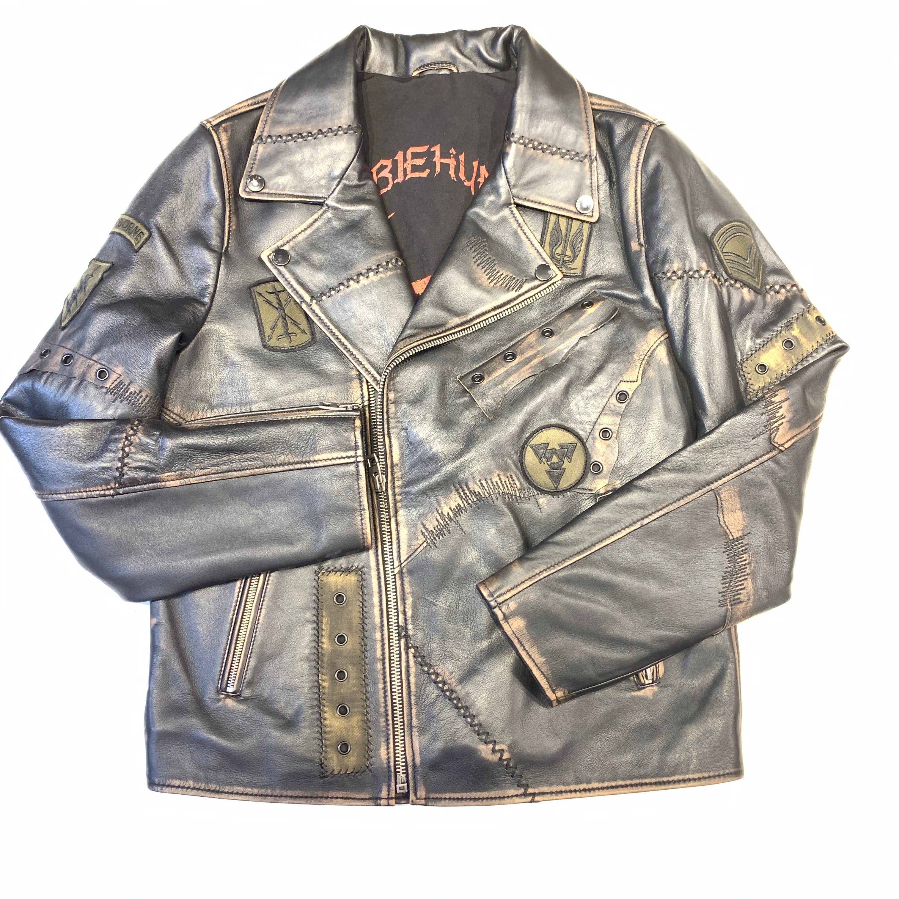 Barya NewYork Caution Patched Lambskin Biker Jacket