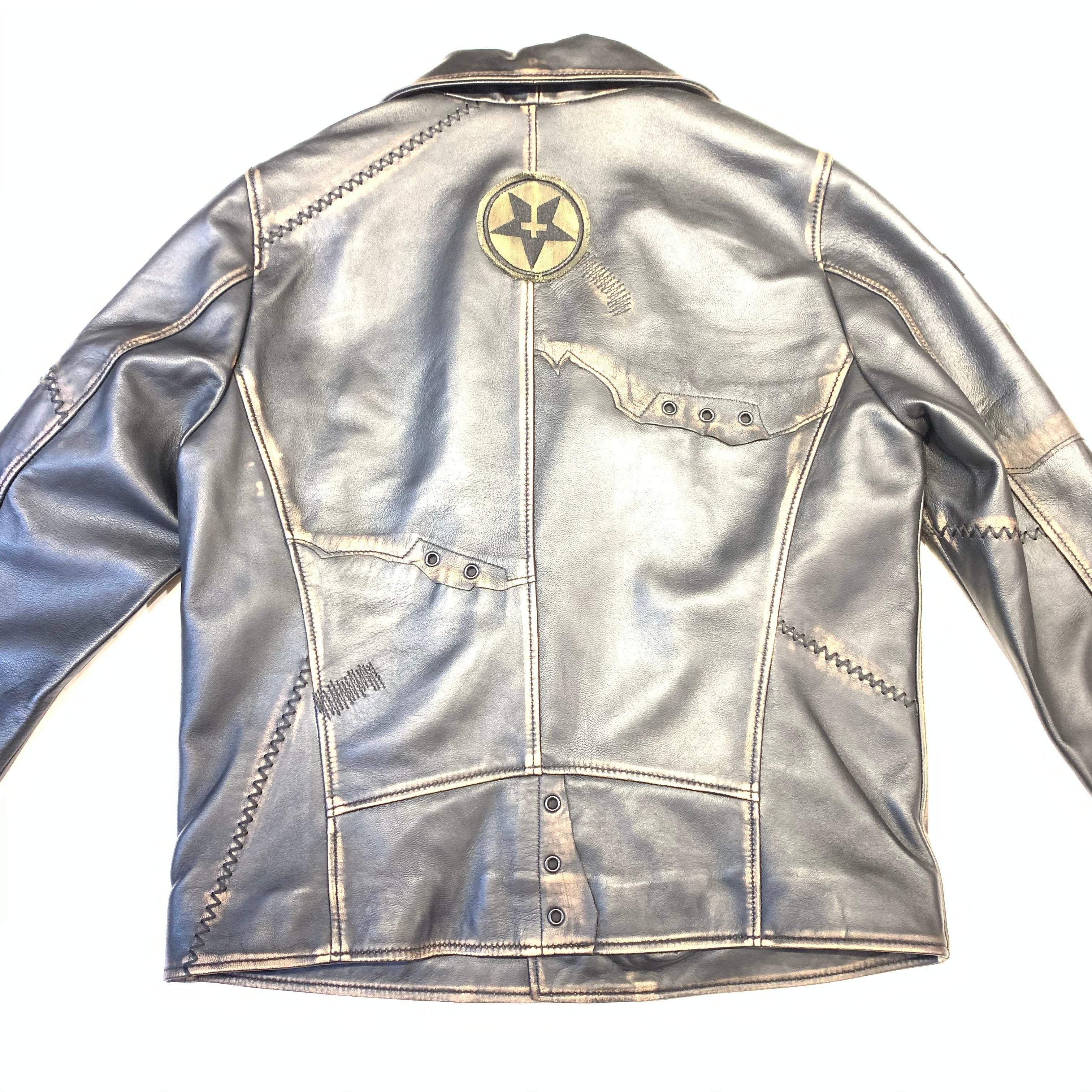 Barya NewYork Caution Patched Lambskin Biker Jacket - Image 6
