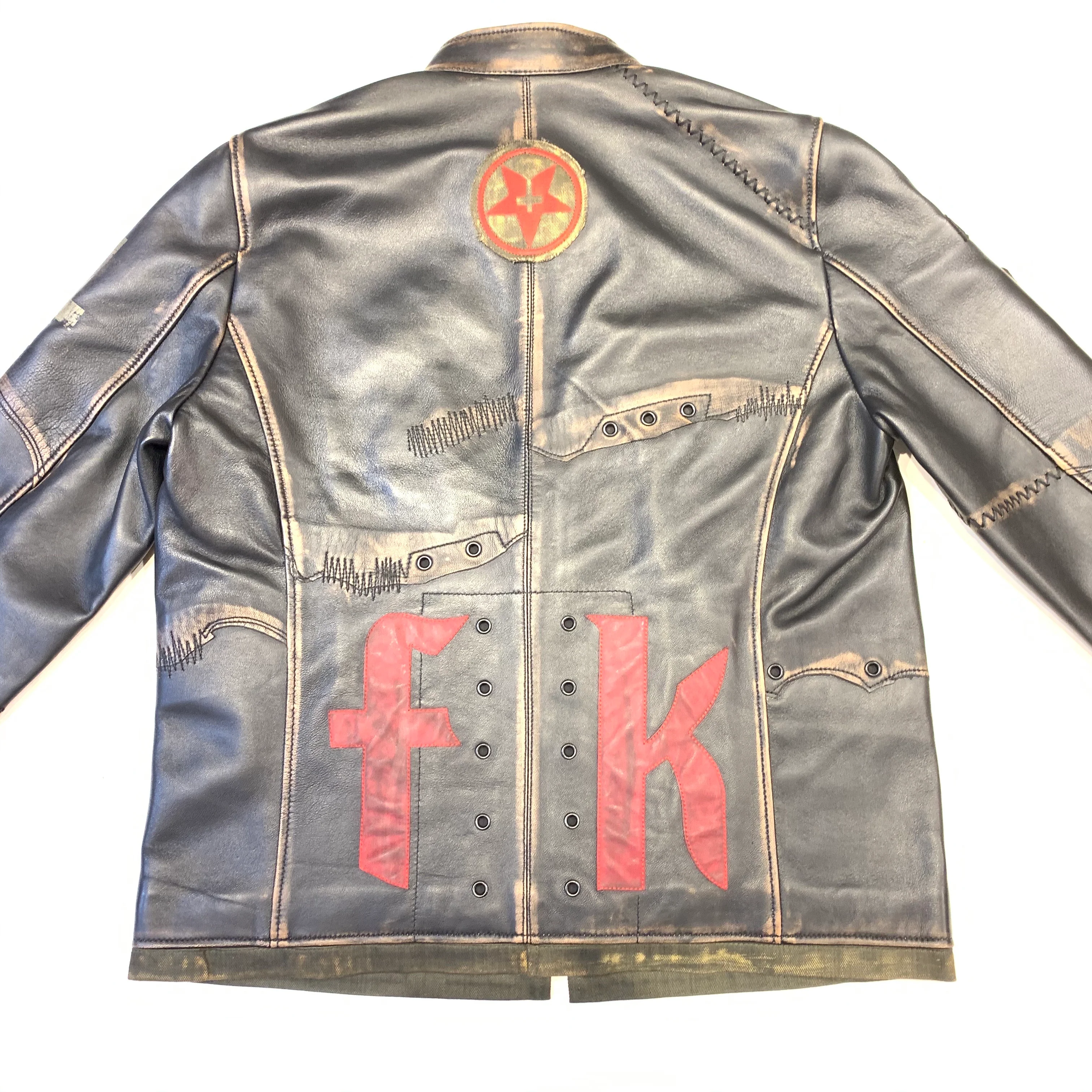 Barya NewYork War Zone Patched Lambskin Bomber Jacket - Image 2