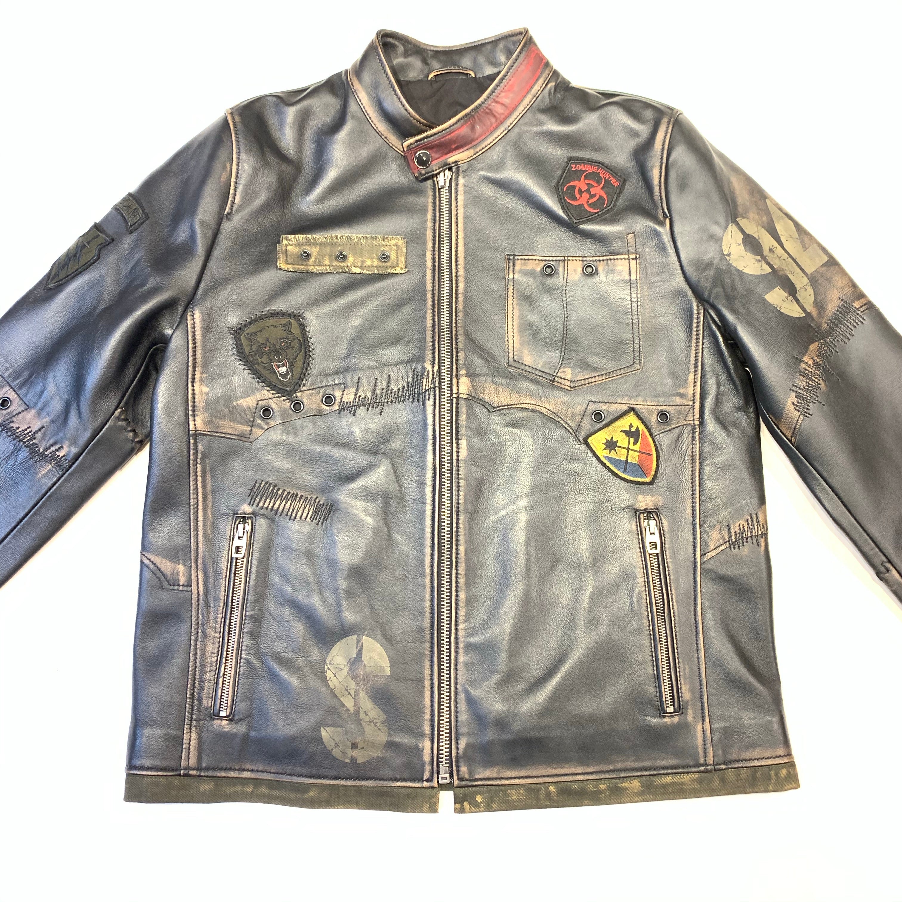 Barya NewYork War Zone Patched Lambskin Bomber Jacket - Image 4