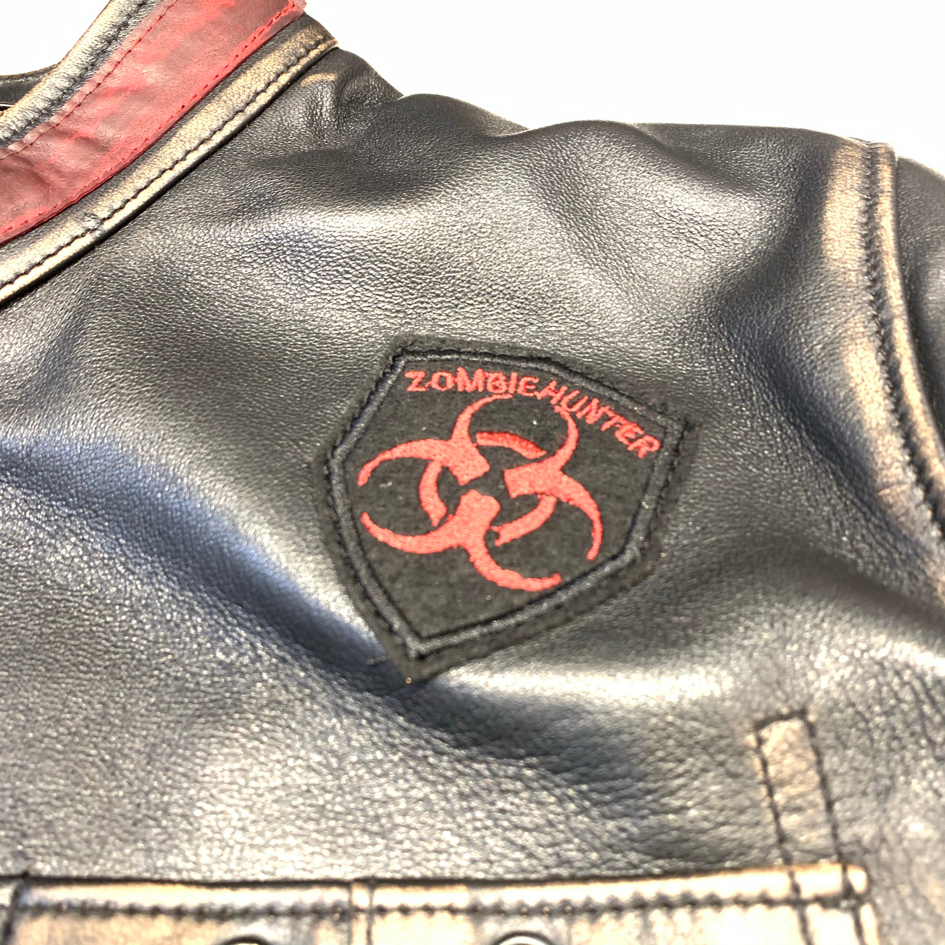 Barya NewYork War Zone Patched Lambskin Bomber Jacket - Image 6