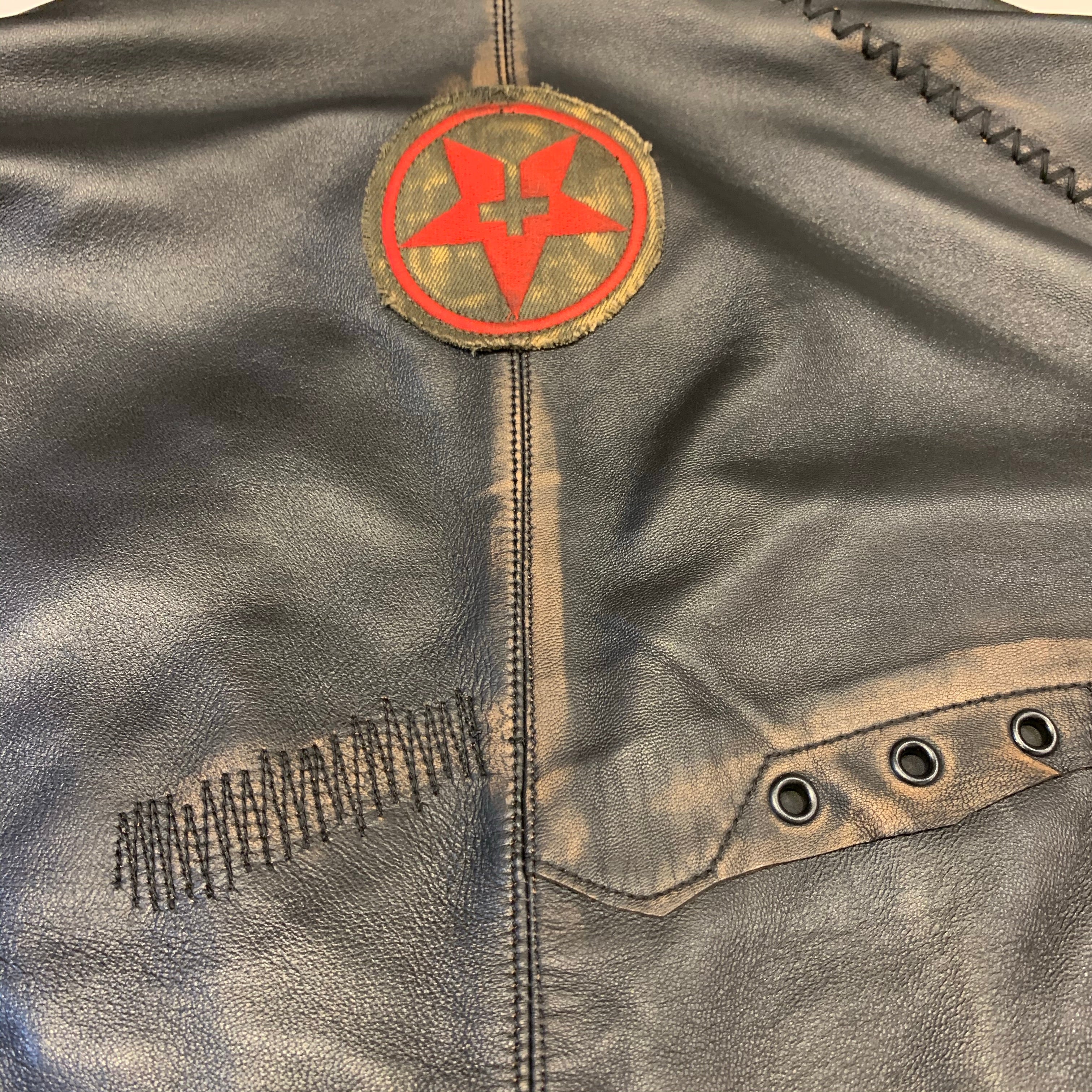 Barya NewYork War Zone Patched Lambskin Bomber Jacket - Image 8
