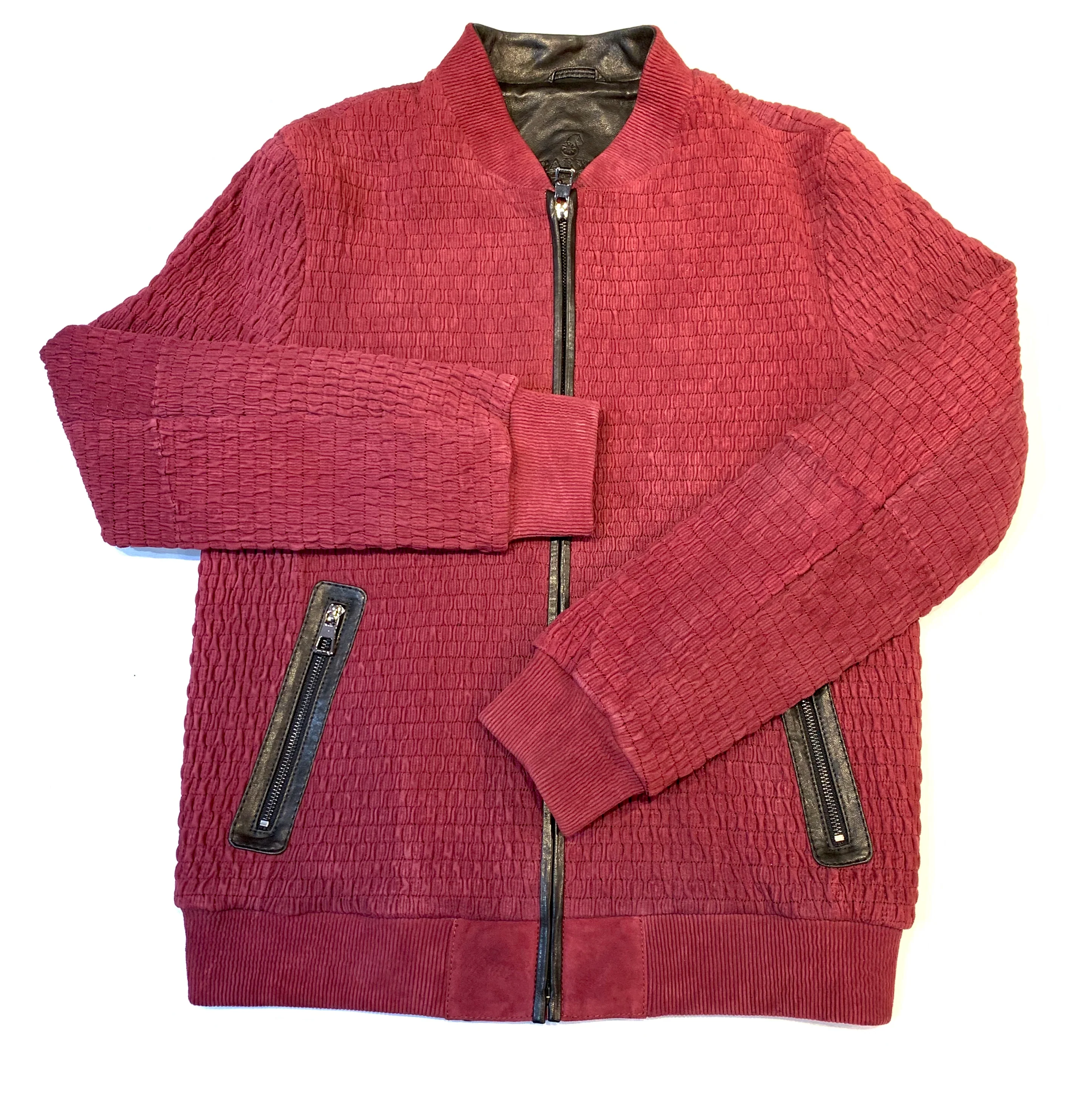Barya NewYork Wine Lambskin Weaved Jacket - Image 3