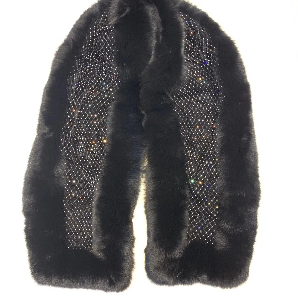 Volare Women's Black Silver Fox Fur Scarf