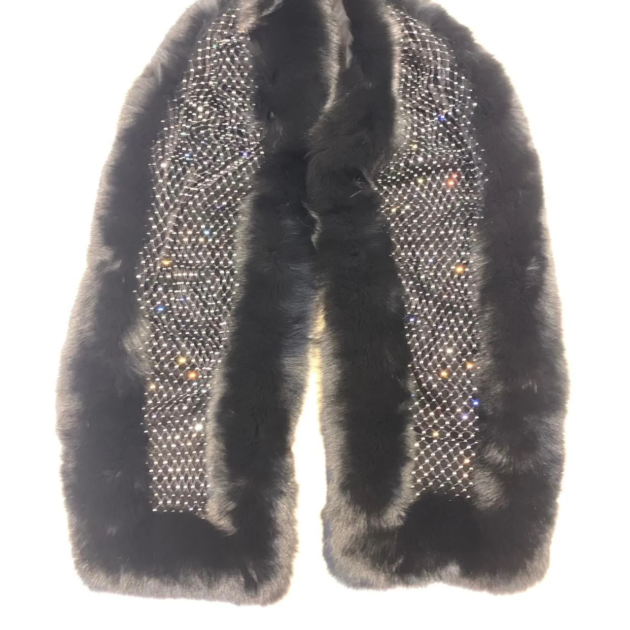 Volare Women's Black Silver Fox Fur Scarf - Image 2