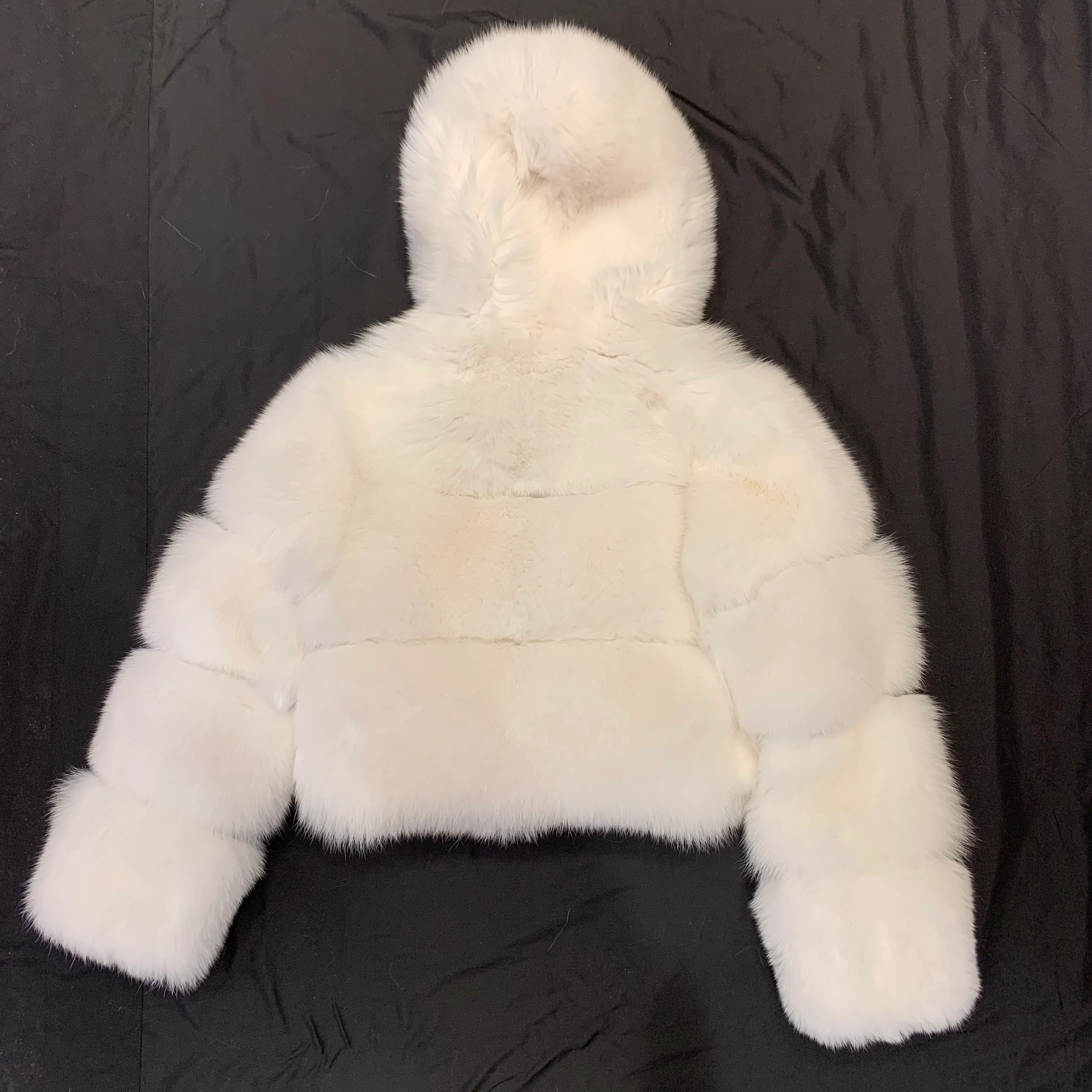 Barya NewYork Women's White Spliced Arctic Fox Fur Hooded Coat - Image 6