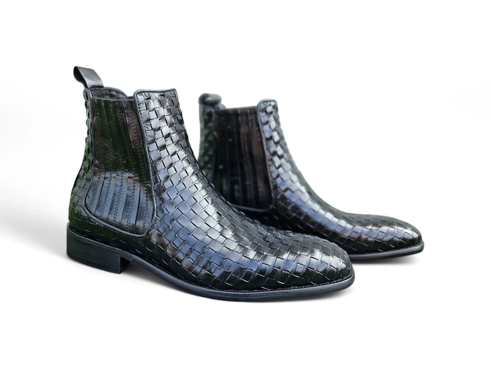 Basket Weave Leather Chelsea Boot - Image 10