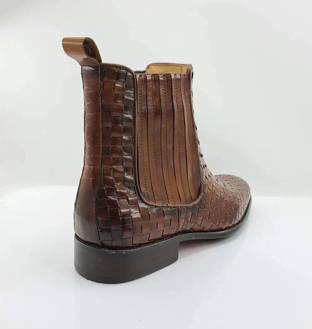 Basket Weave Leather Chelsea Boot - Image 9