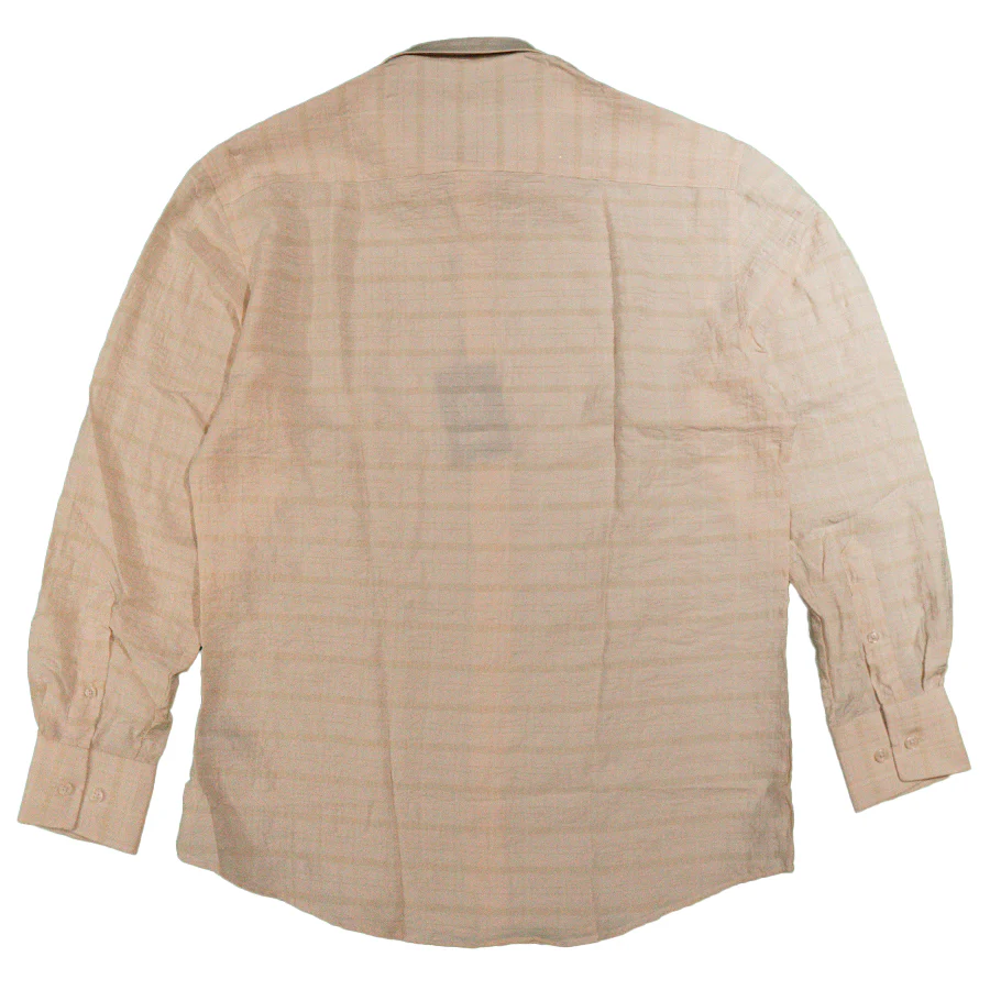 Bespoke Moda Beige Waffle Button Up Shirt - Image 2