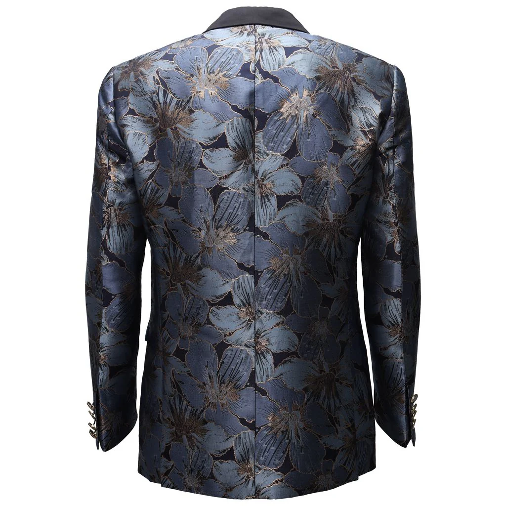 Midnight Bloom Jacquard Blazer - BLUE/GOLD - Image 3