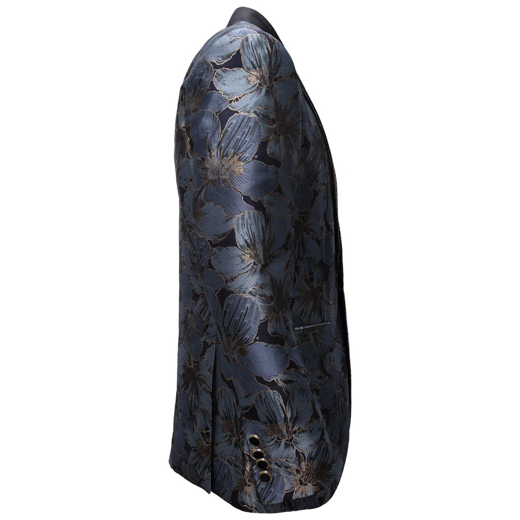 Midnight Bloom Jacquard Blazer - BLUE/GOLD - Image 4