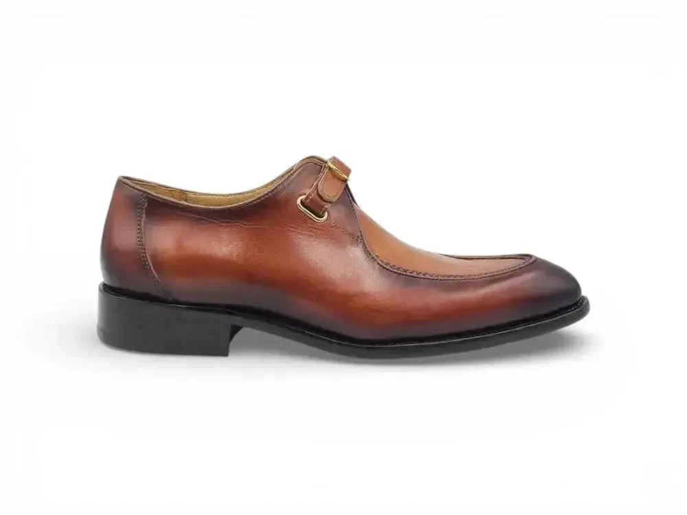 Burnished Moc Toe Single Monk Loafer - Image 5