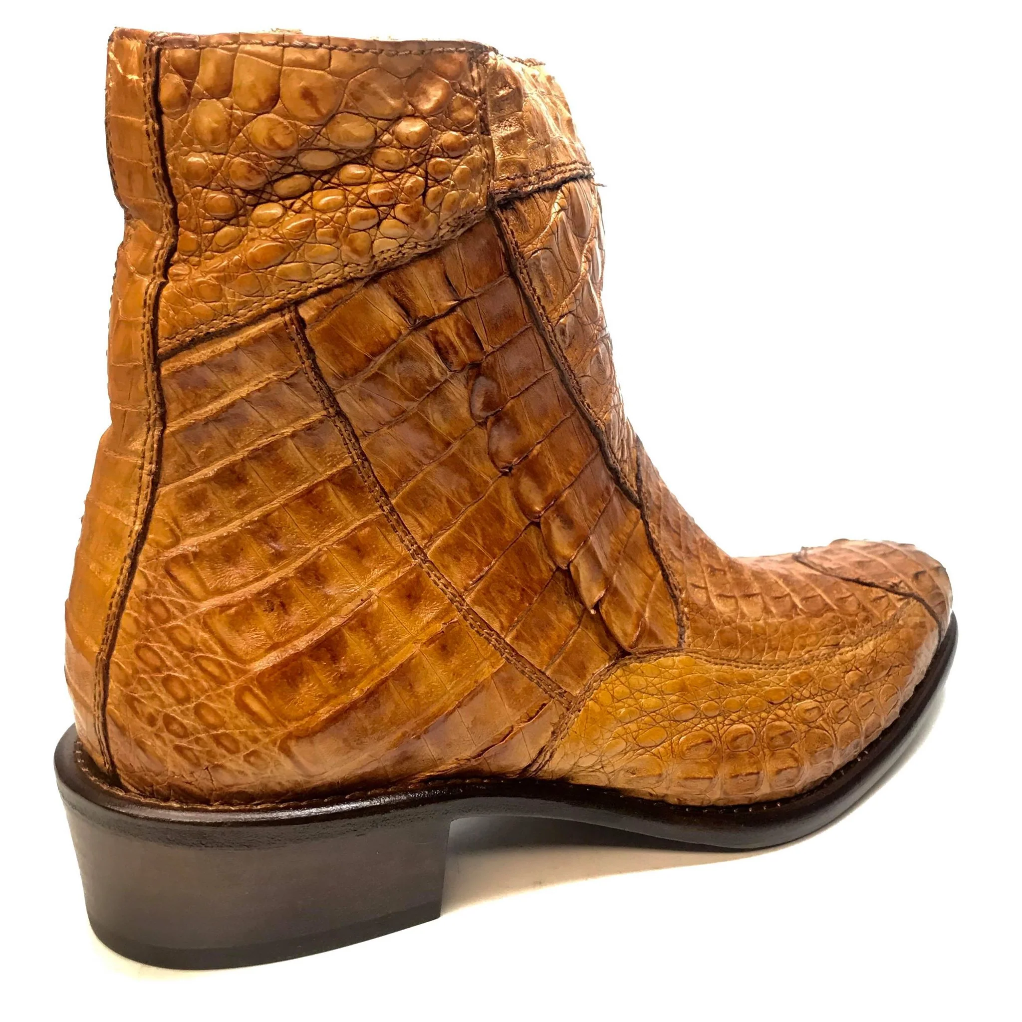 Calzoleria Toscana Cognac Hornback Alligator Ankle Boots - Image 11