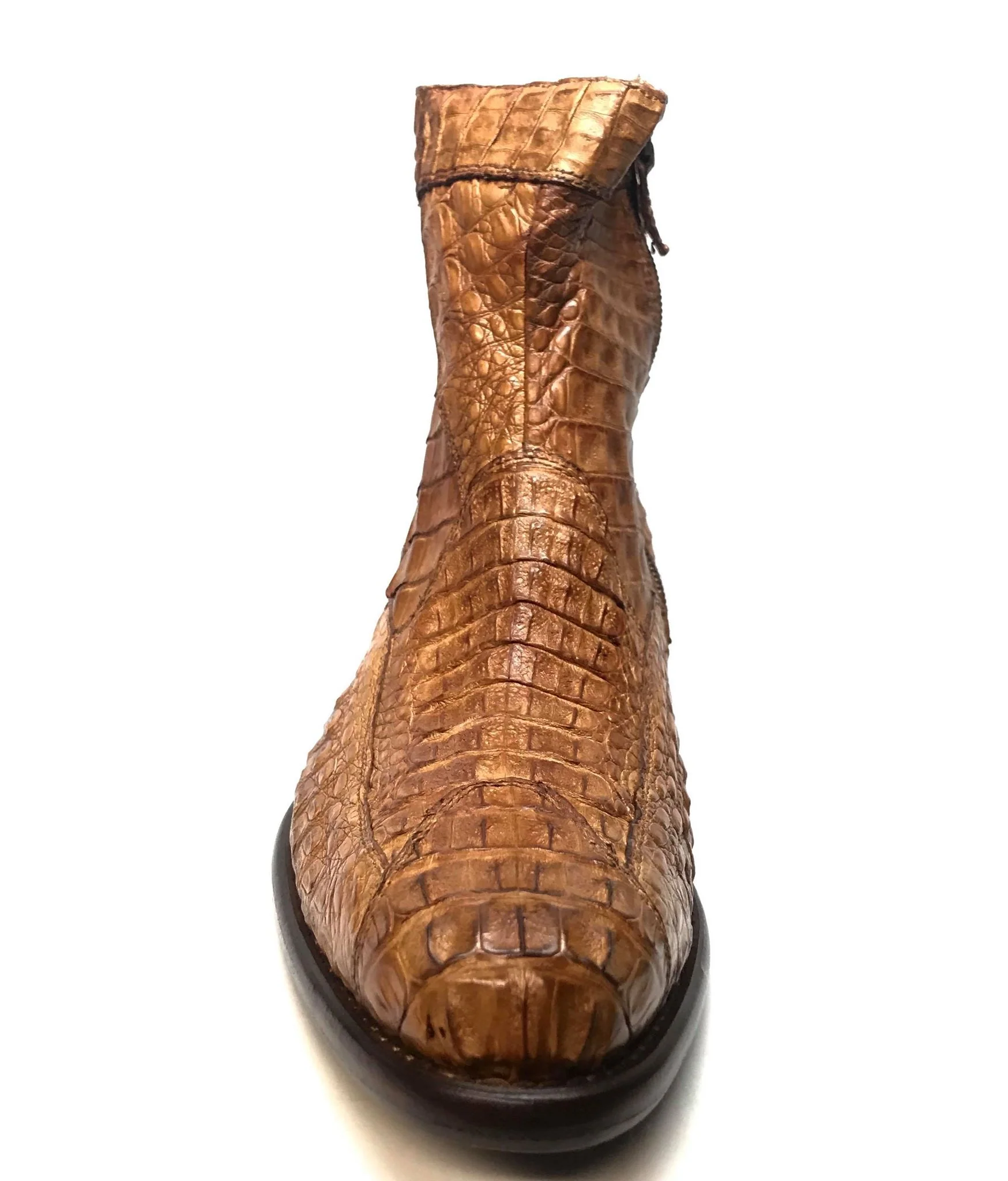 Calzoleria Toscana Cognac Hornback Alligator Ankle Boots - Image 6