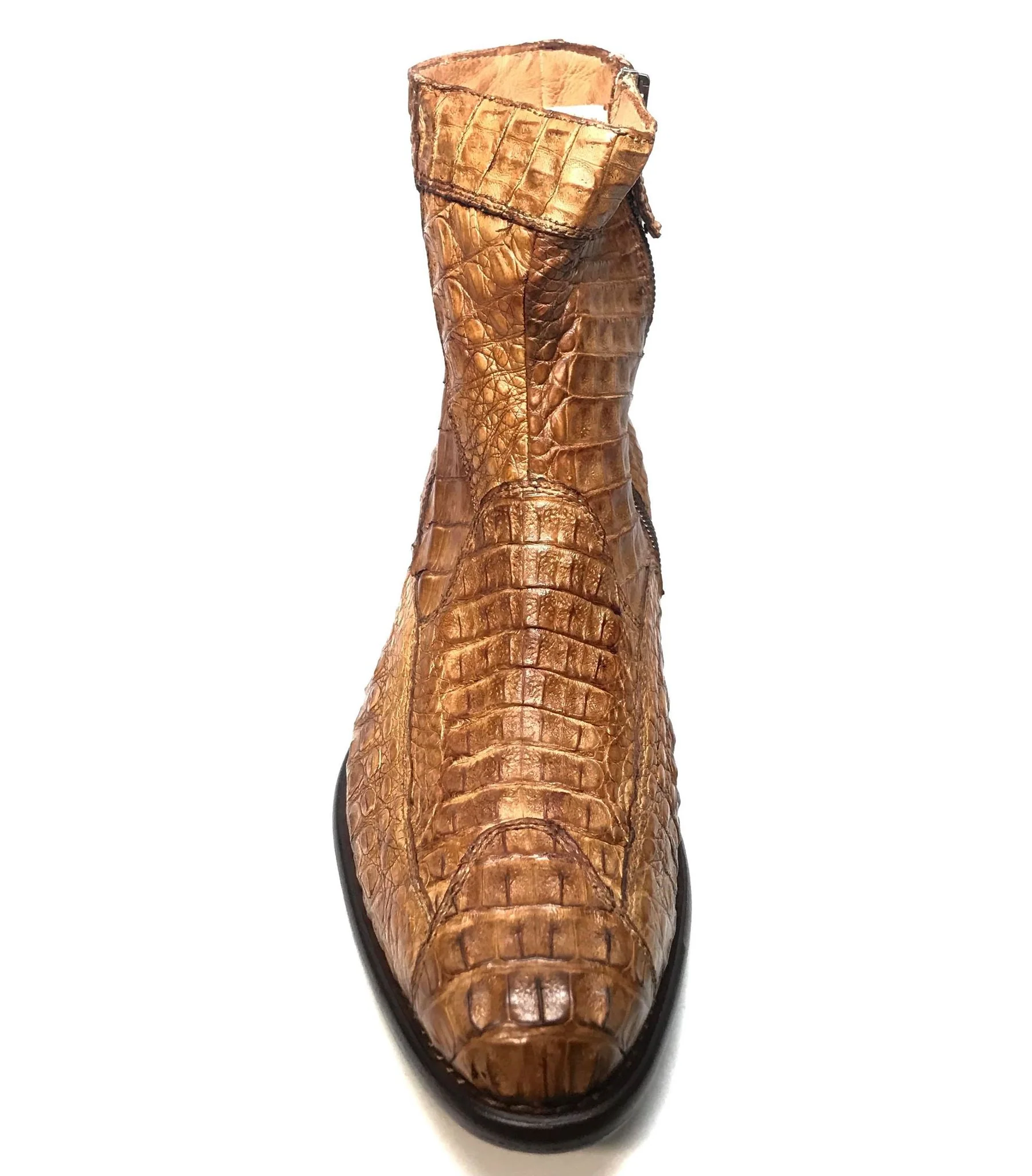 Calzoleria Toscana Cognac Hornback Alligator Ankle Boots - Image 7