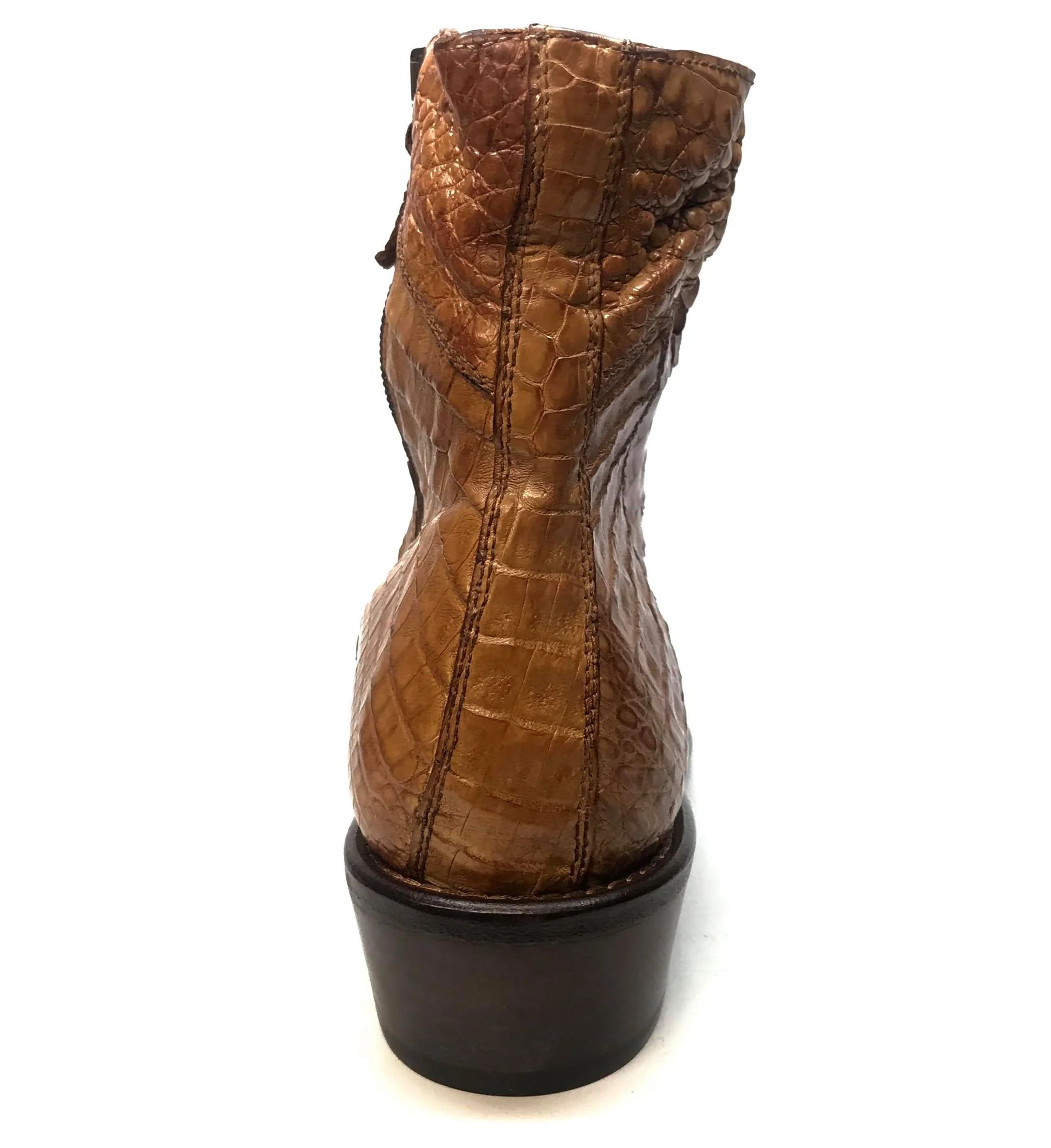 Calzoleria Toscana Cognac Hornback Alligator Ankle Boots - Image 9