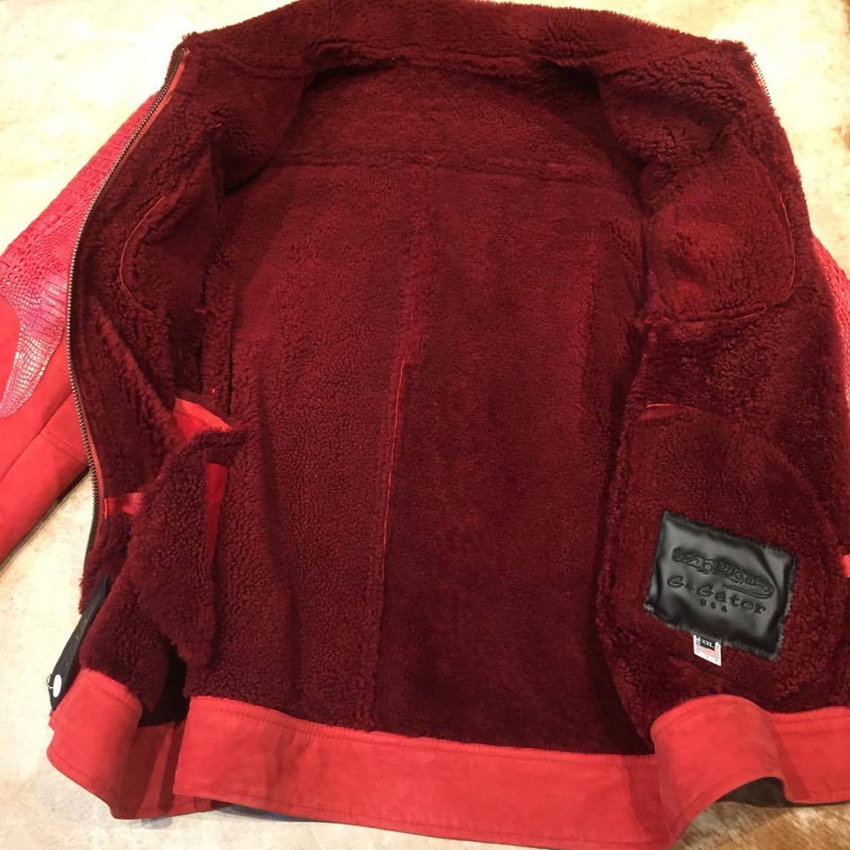Kashani Candy Red Full Suede/Adult Alligator Shearling - Image 7