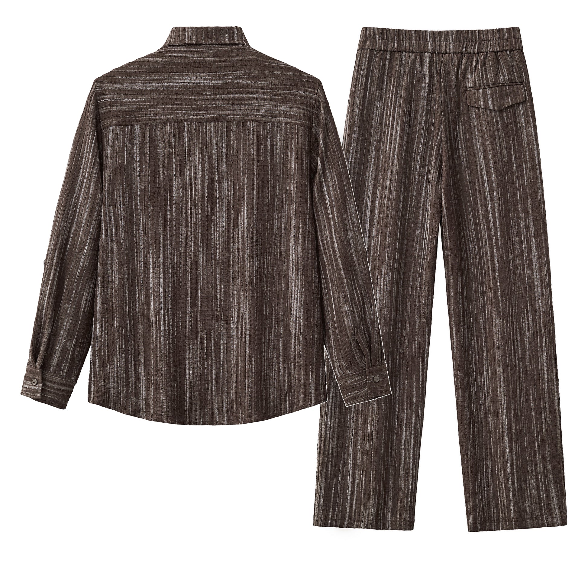 Canyon Set – Printed LS Shirt & Pleated pant BROWN - Image 2