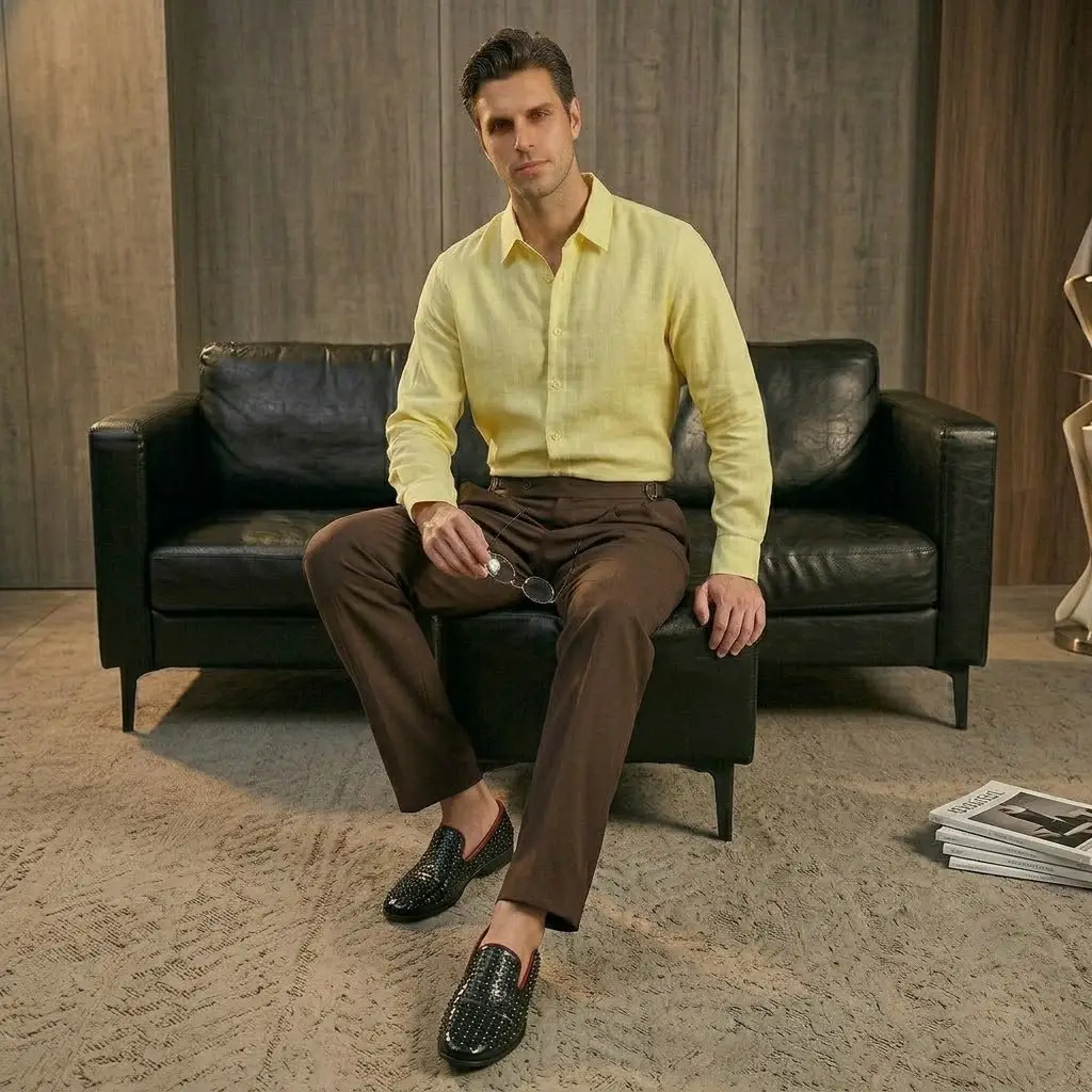 Capri Linen Shirt CANARY - Image 2