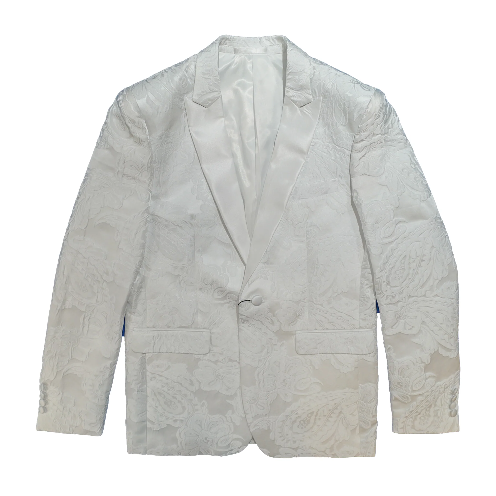 Cielo White Embroidered Jacquard Paisley Blazer