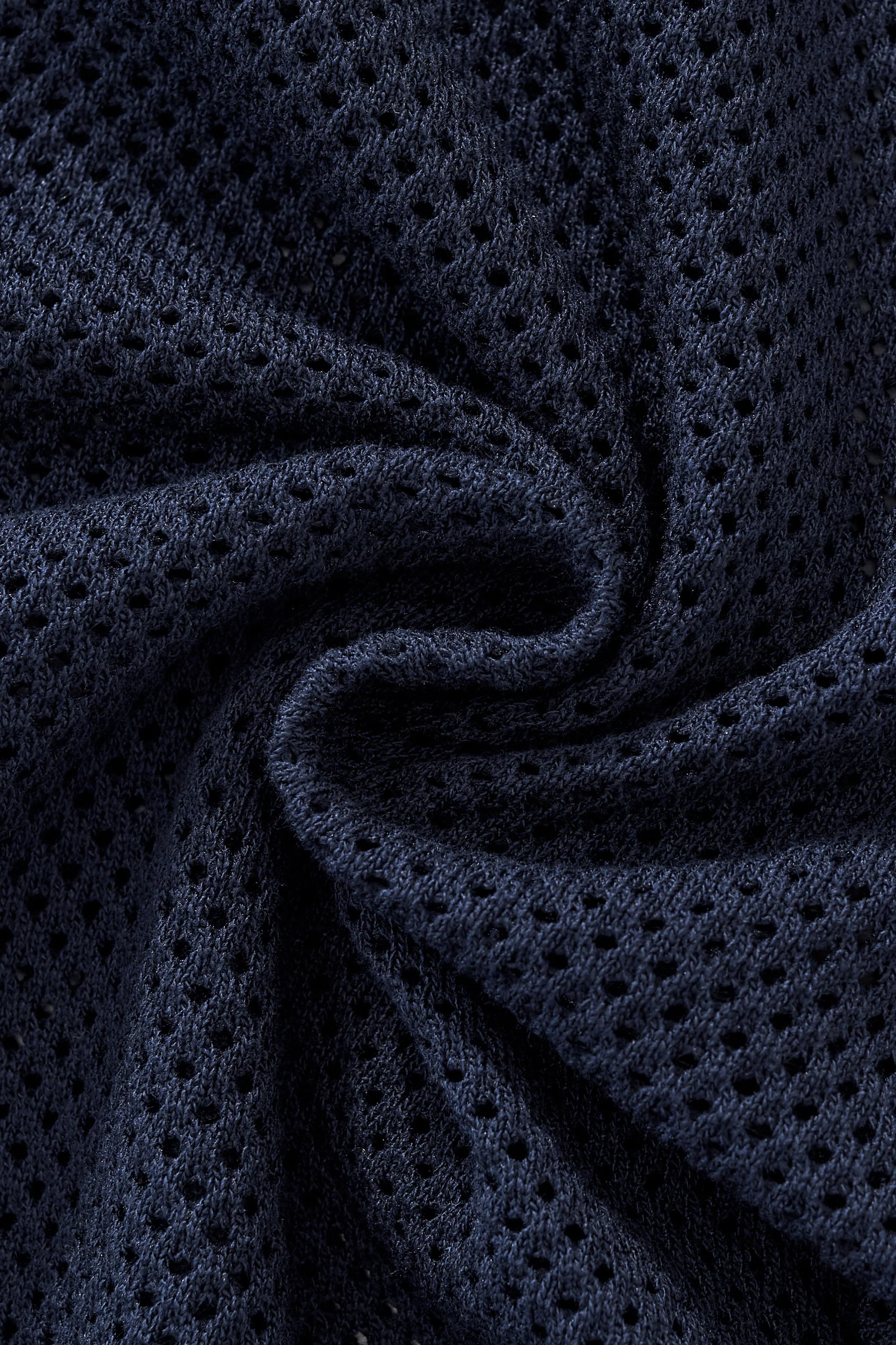 Contrast Trim Mesh Knit Button-Up NAVY - Image 7