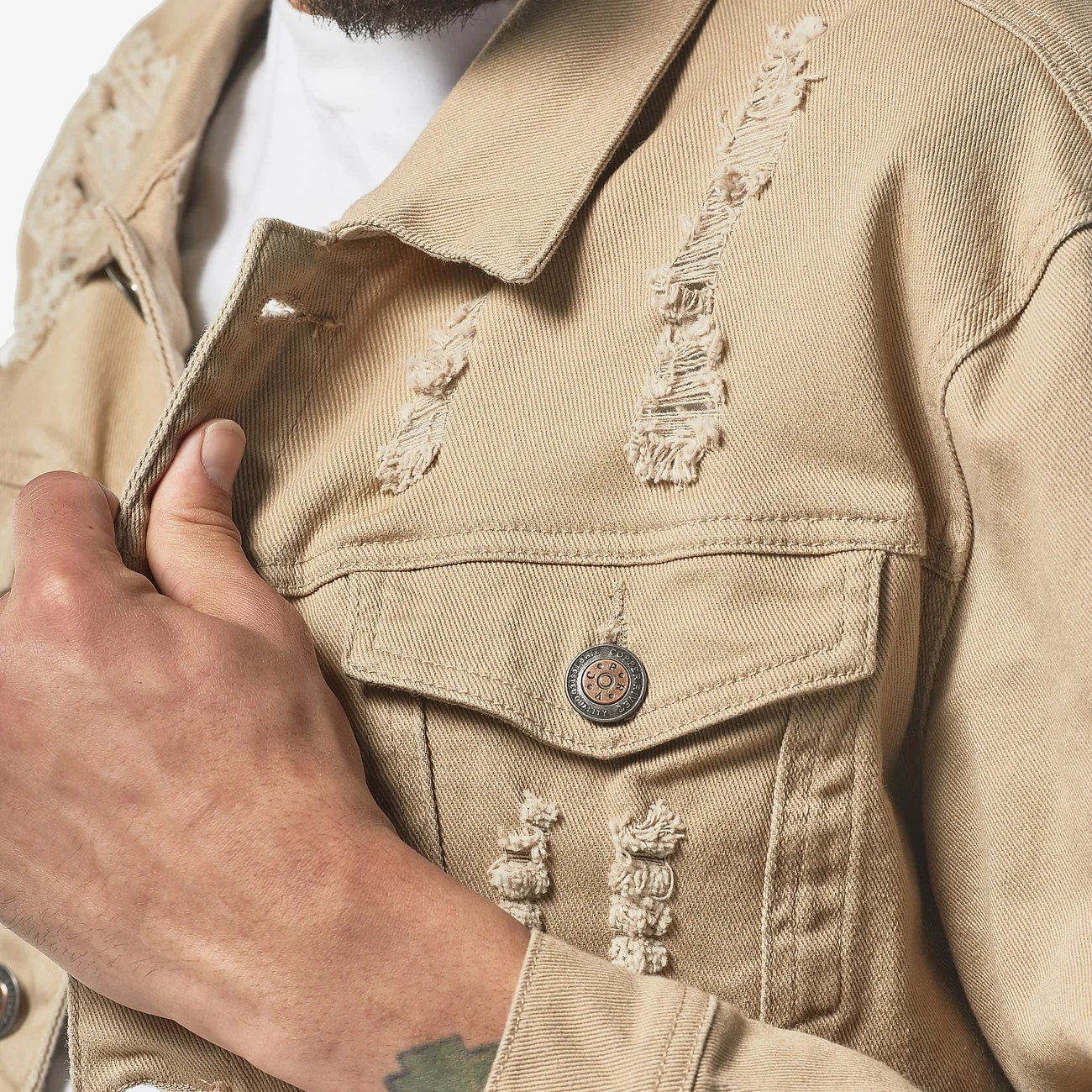 CopperRivet Khaki Denim Jacket - Image 4