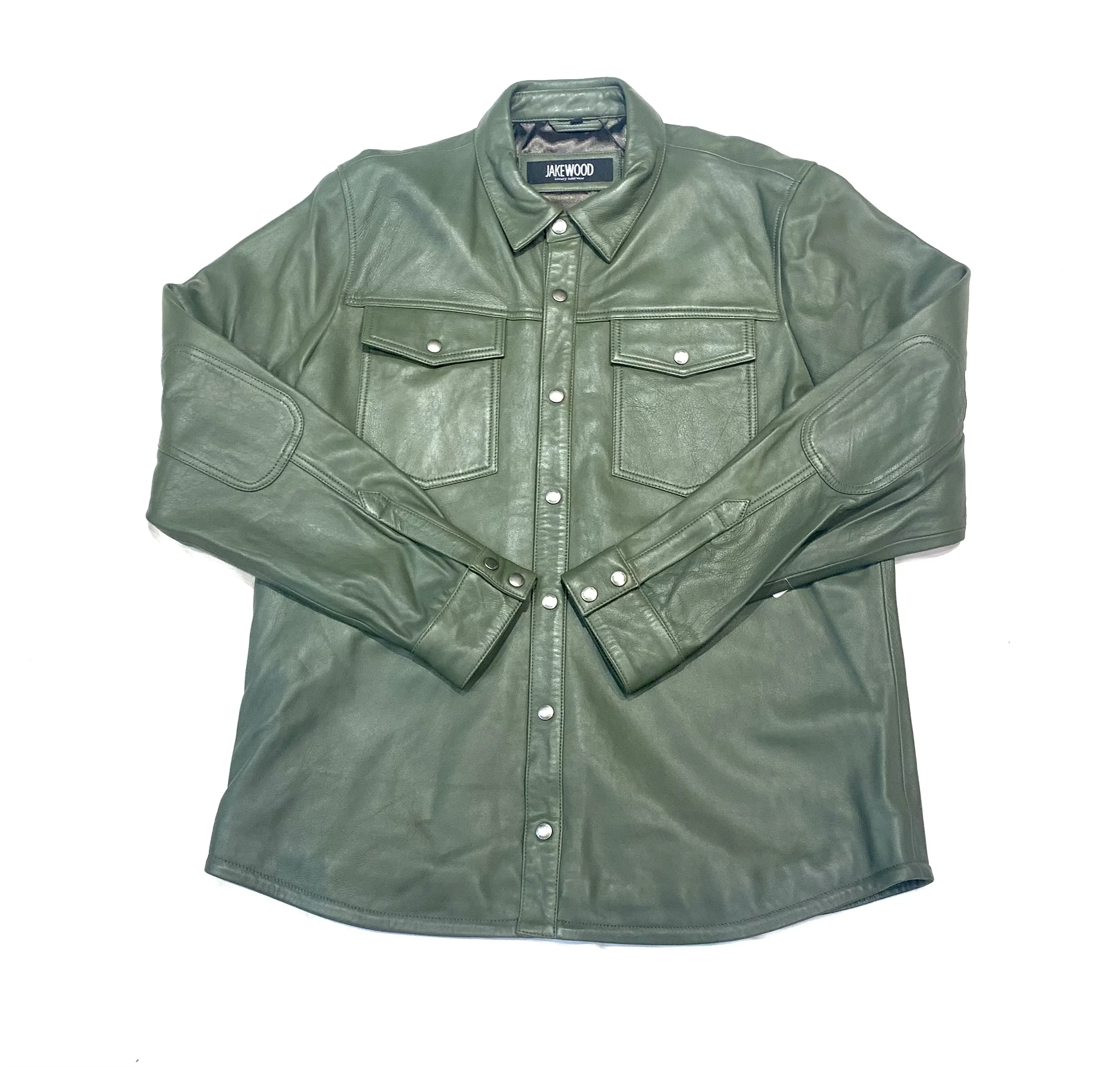 Kashani Men's Olive Green Lambskin Button-Up Shirt - Image 4