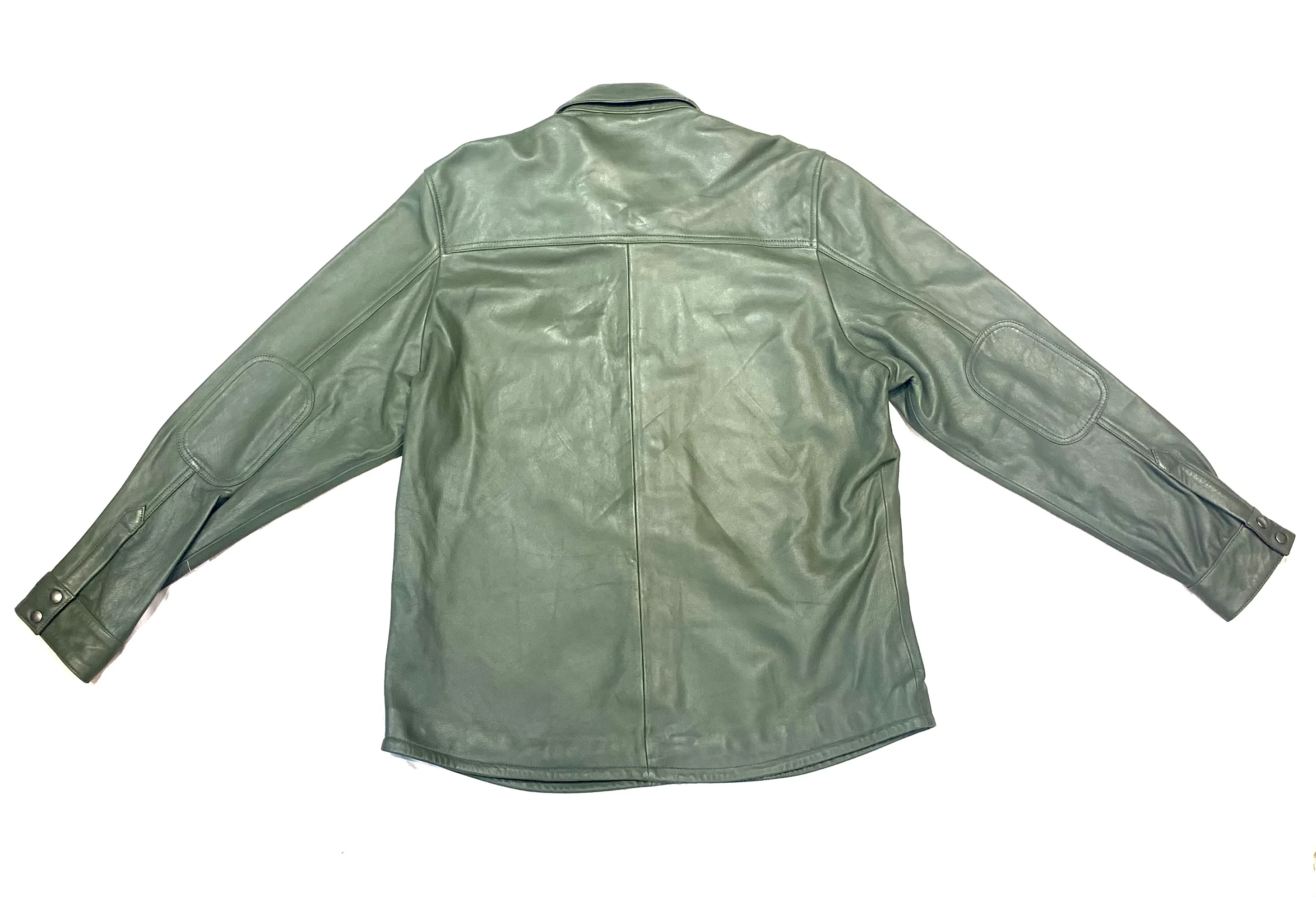 Kashani Men's Olive Green Lambskin Button-Up Shirt - Image 9