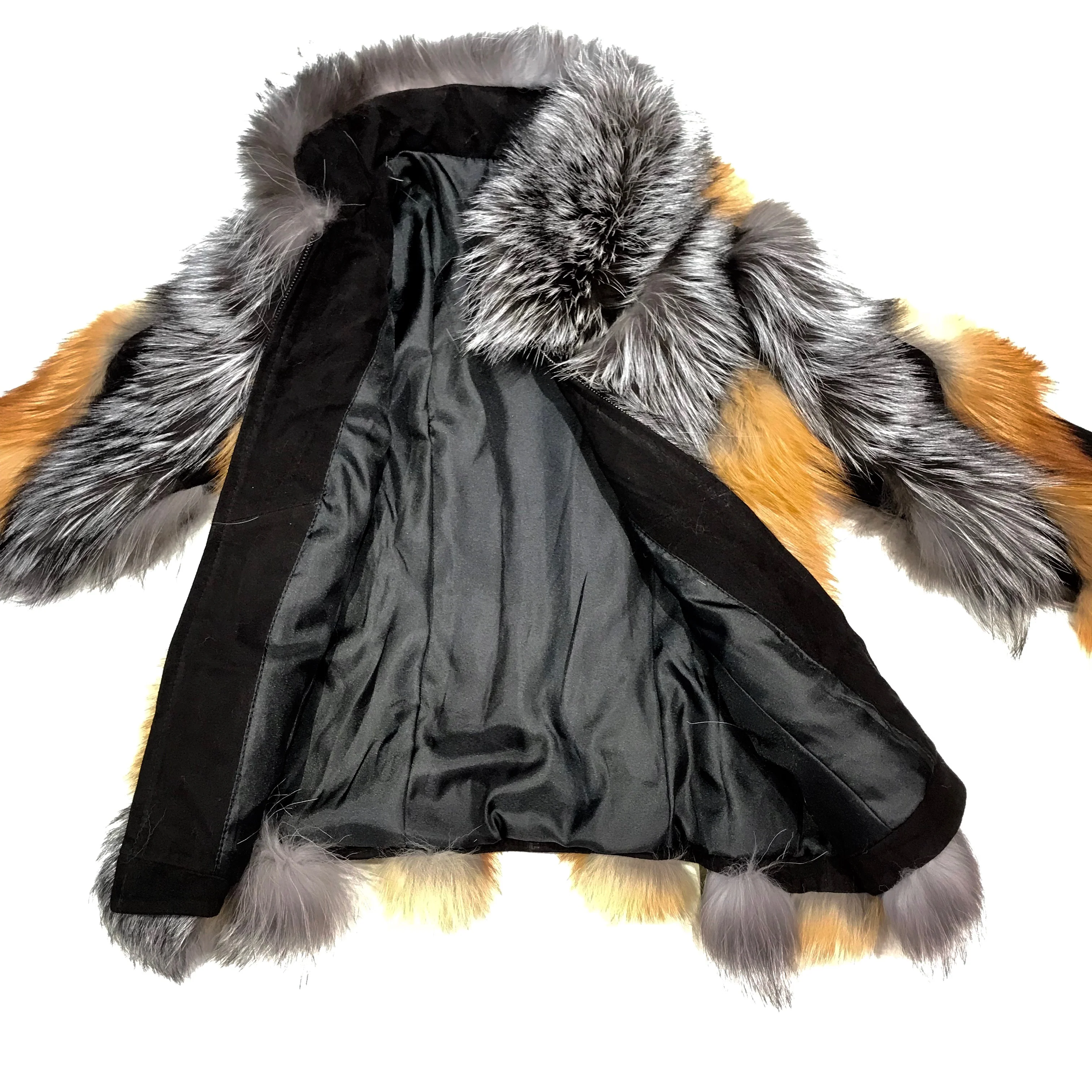 Kashani Ladies Two Tone Fox Fur Coat - Image 6