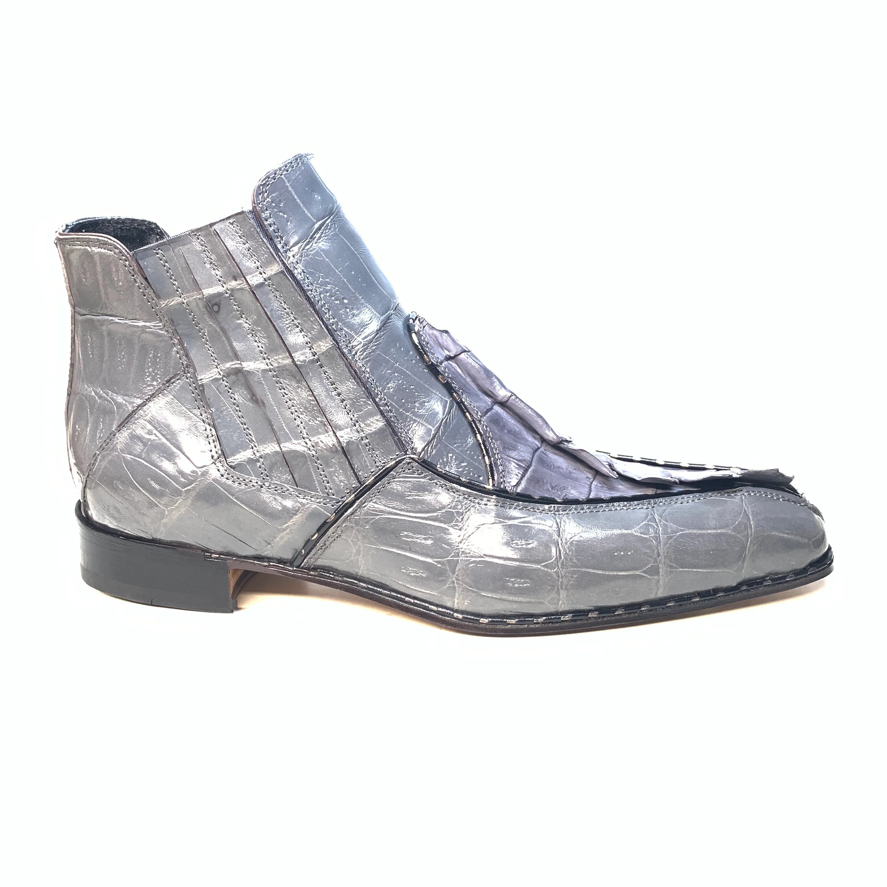 Mauri 4880 Grey Genuine Baby Crocodile / Hornback Tail Hand Painted Boots - Image 2