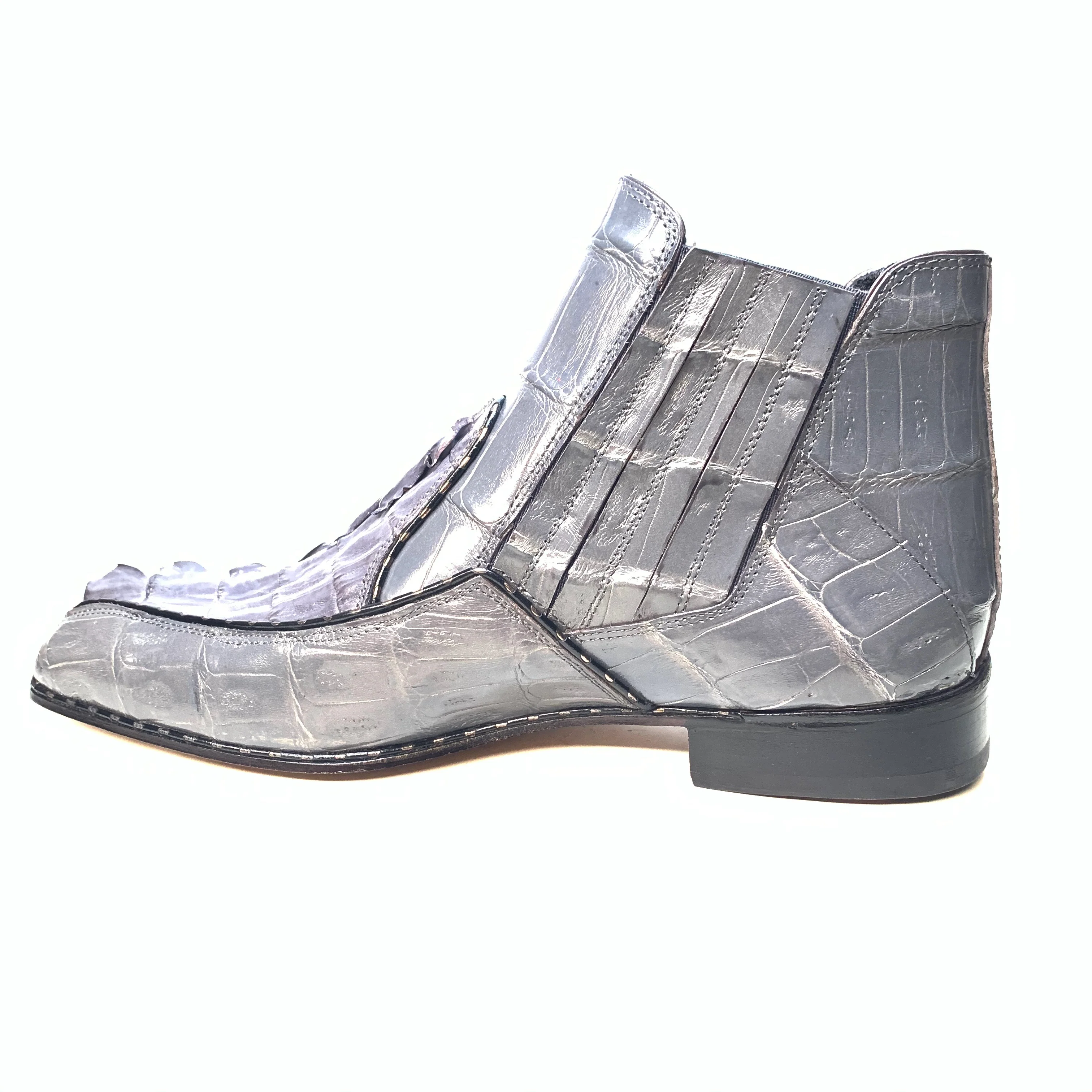 Mauri 4880 Grey Genuine Baby Crocodile / Hornback Tail Hand Painted Boots - Image 3