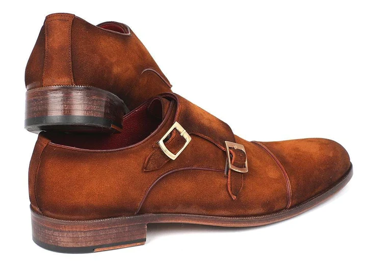 Paul Parkman Men's Captoe Double Monkstrap Antique Camel Suede - Image 3