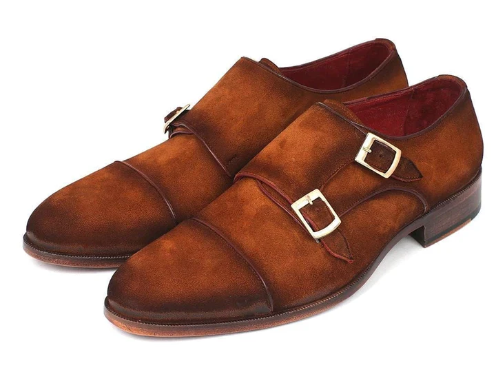 Paul Parkman Men's Captoe Double Monkstrap Antique Camel Suede - Image 5