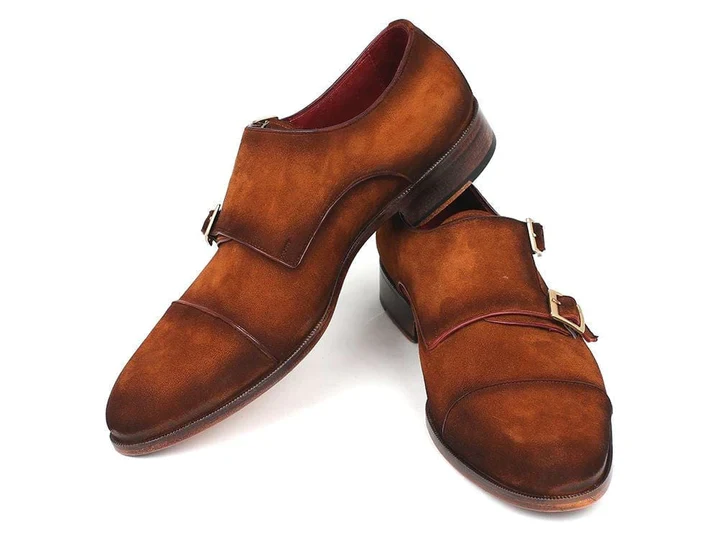 Paul Parkman Men's Captoe Double Monkstrap Antique Camel Suede - Image 6