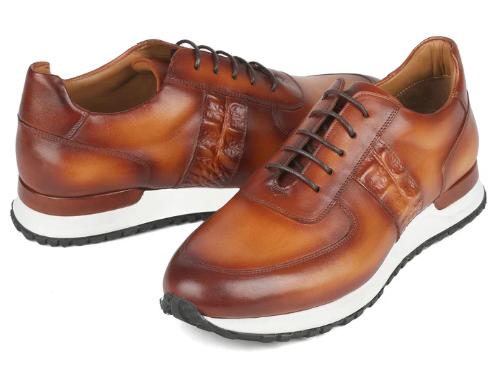 Paul Parkman Men's Brown Hand-Painted Sneakers - Image 3