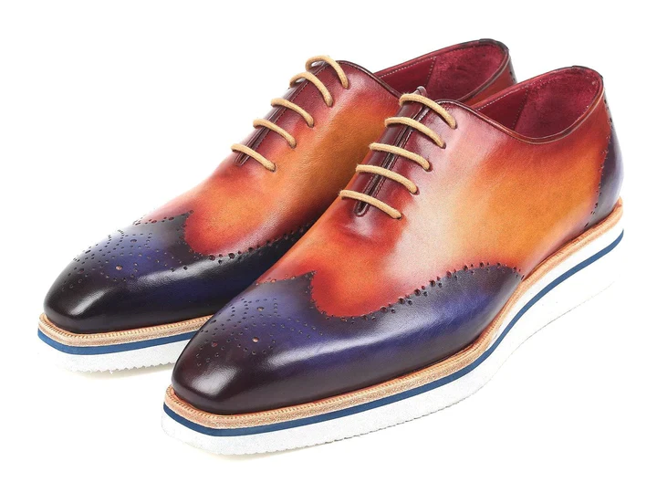Paul Parkman Wingtip Oxfords Blue & Camel - Image 4