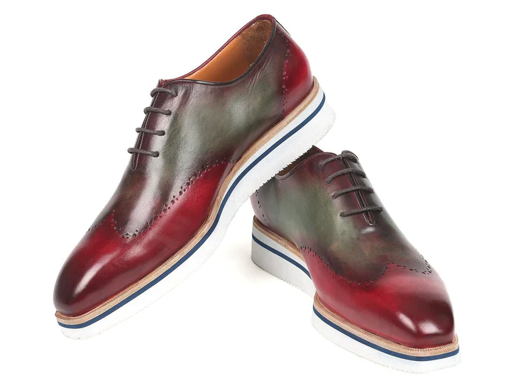 Paul Parkman Wingtip Oxfords Bordeaux & Green - Image 5