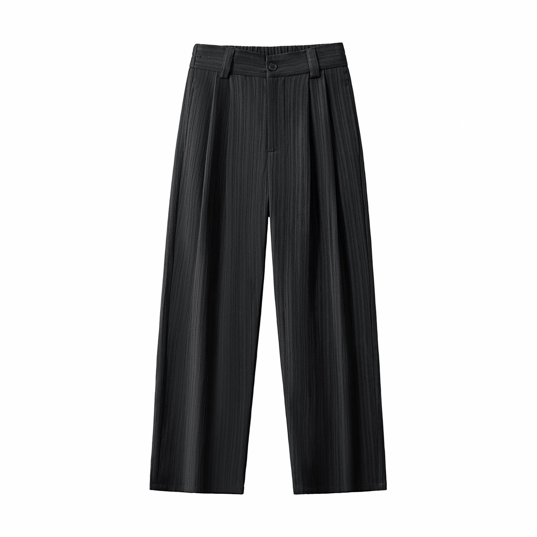 Crinkle Texture Shirt & Pant Set BLACK - Image 4