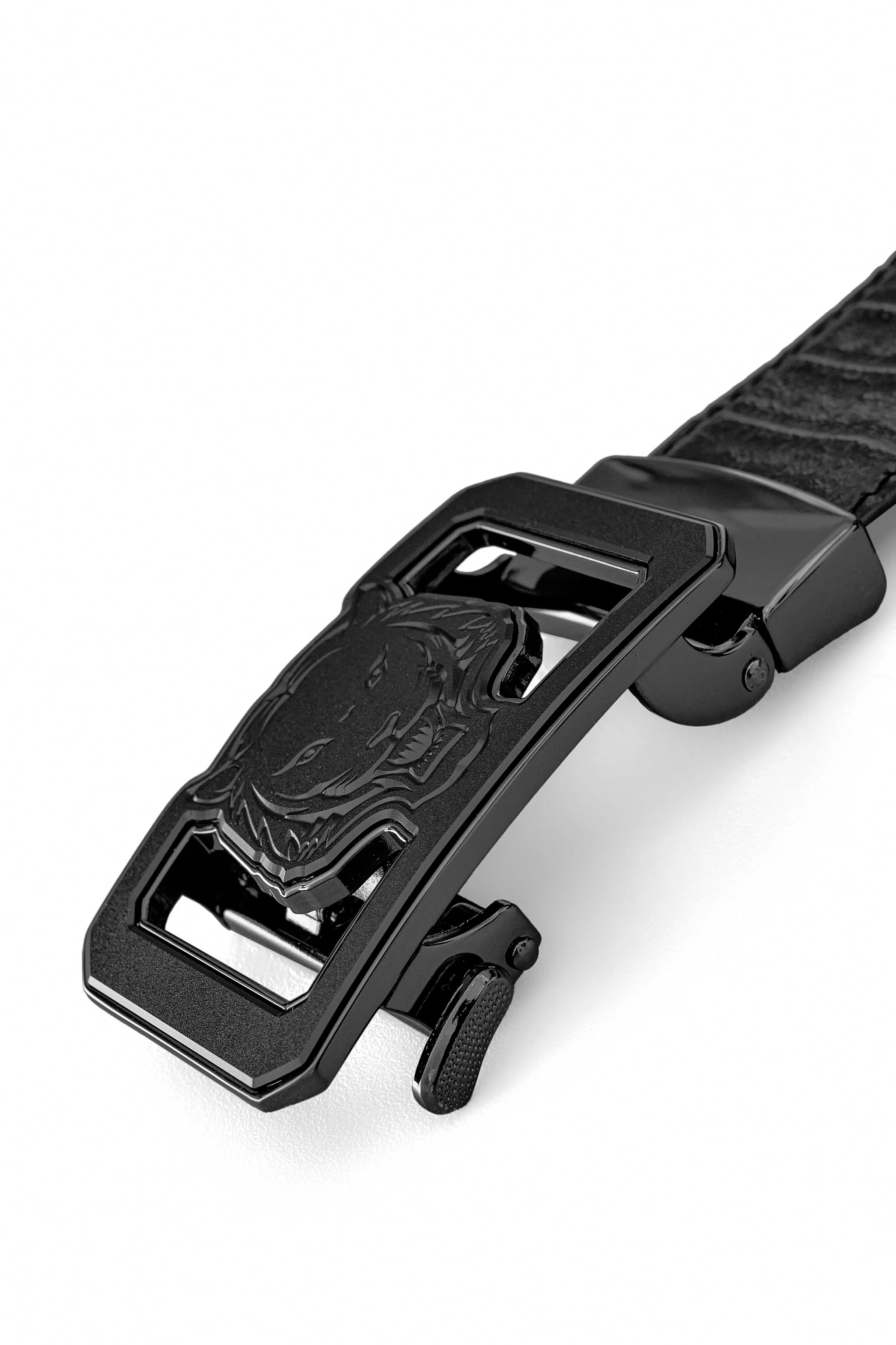 Croc-Emb. Leather Lion Auto BKL Belt – Gunmetal GUN/BLACK - Image 3