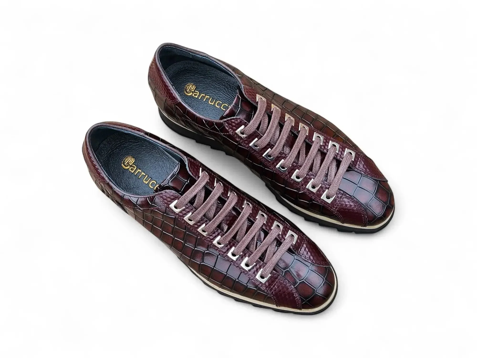 Crocodile Embossed Leather Sneaker - Image 5